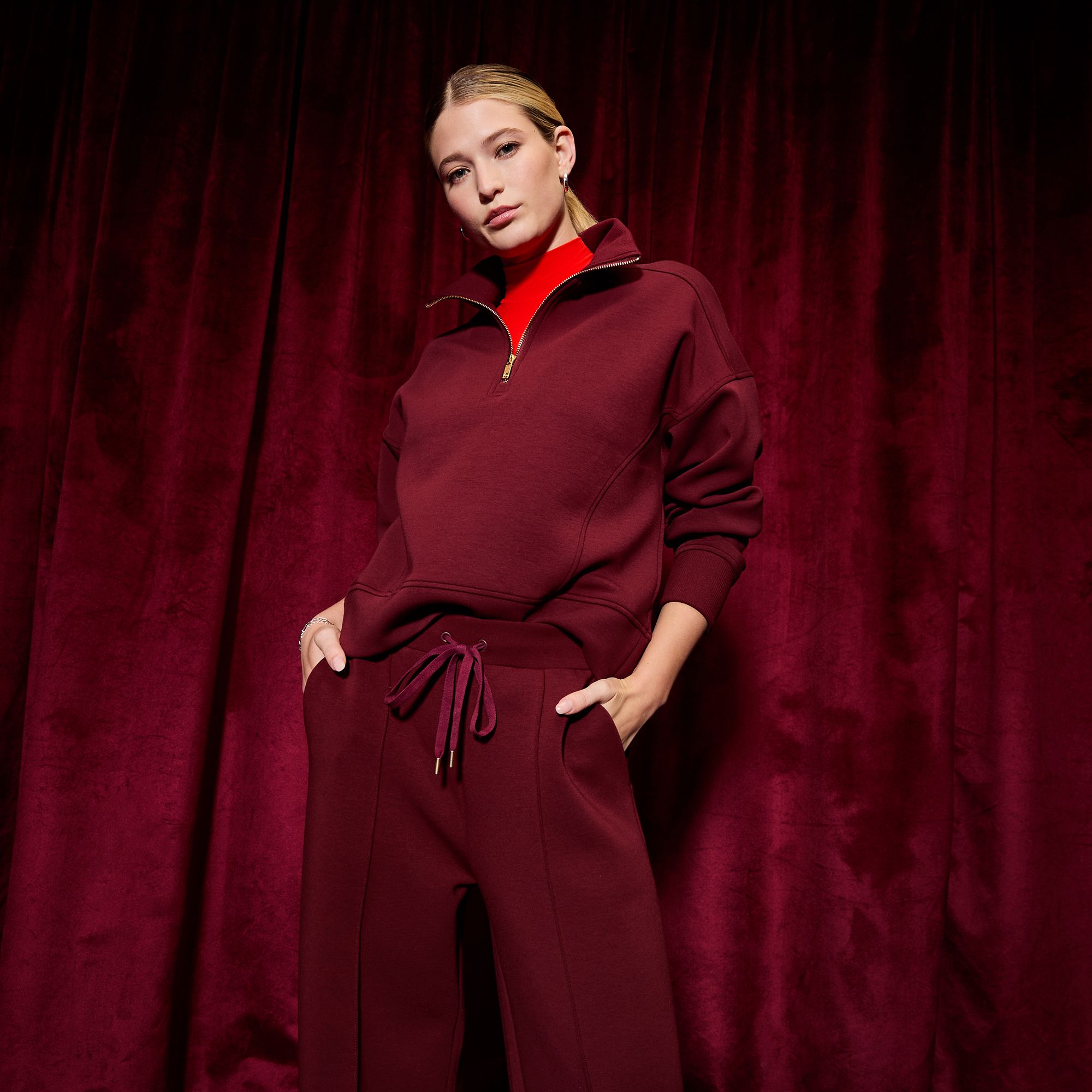 CALIA Women's Soft Scuba Mock Neck 1/4 Zip product image