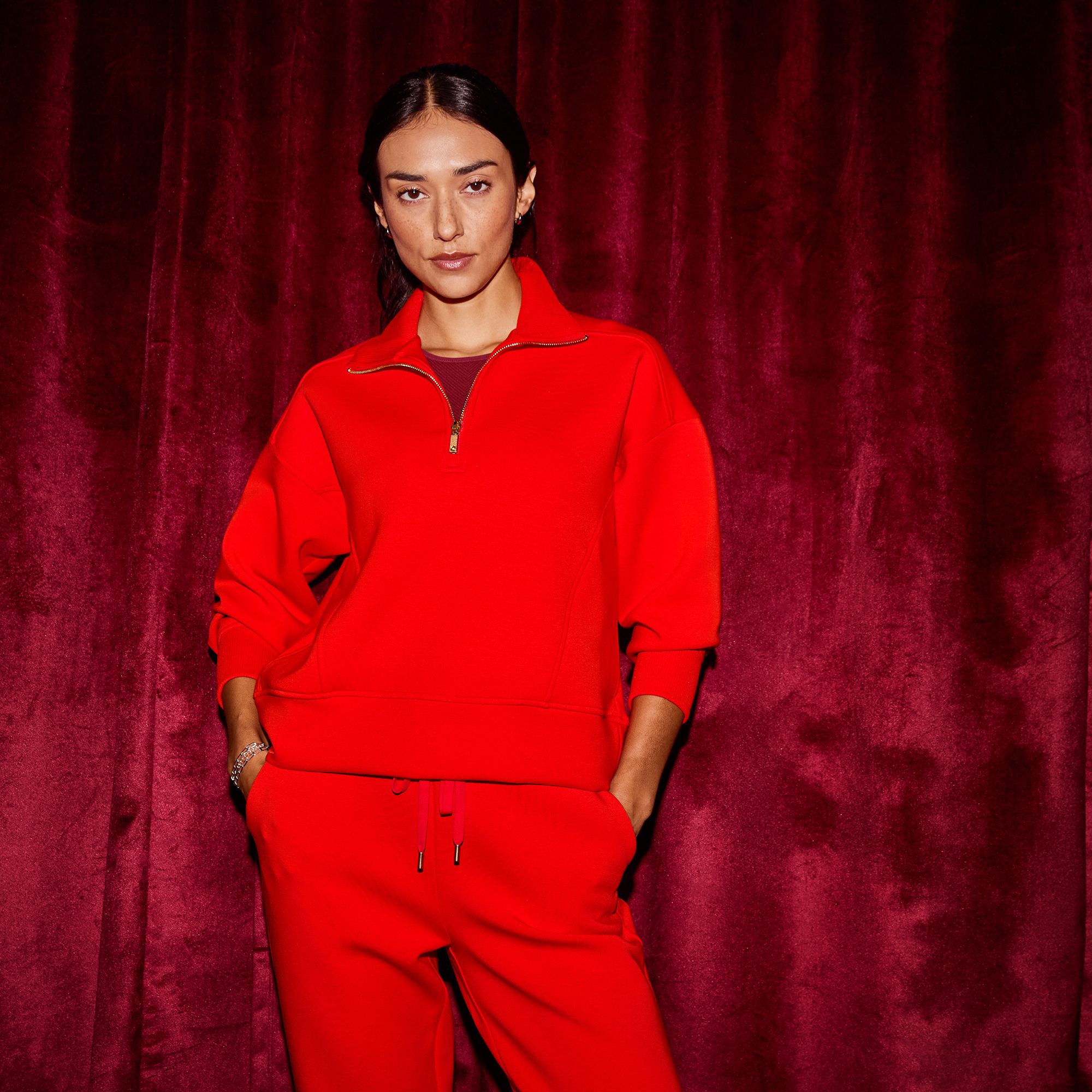 CALIA Women's Soft Scuba Mock Neck 1/4 Zip product image