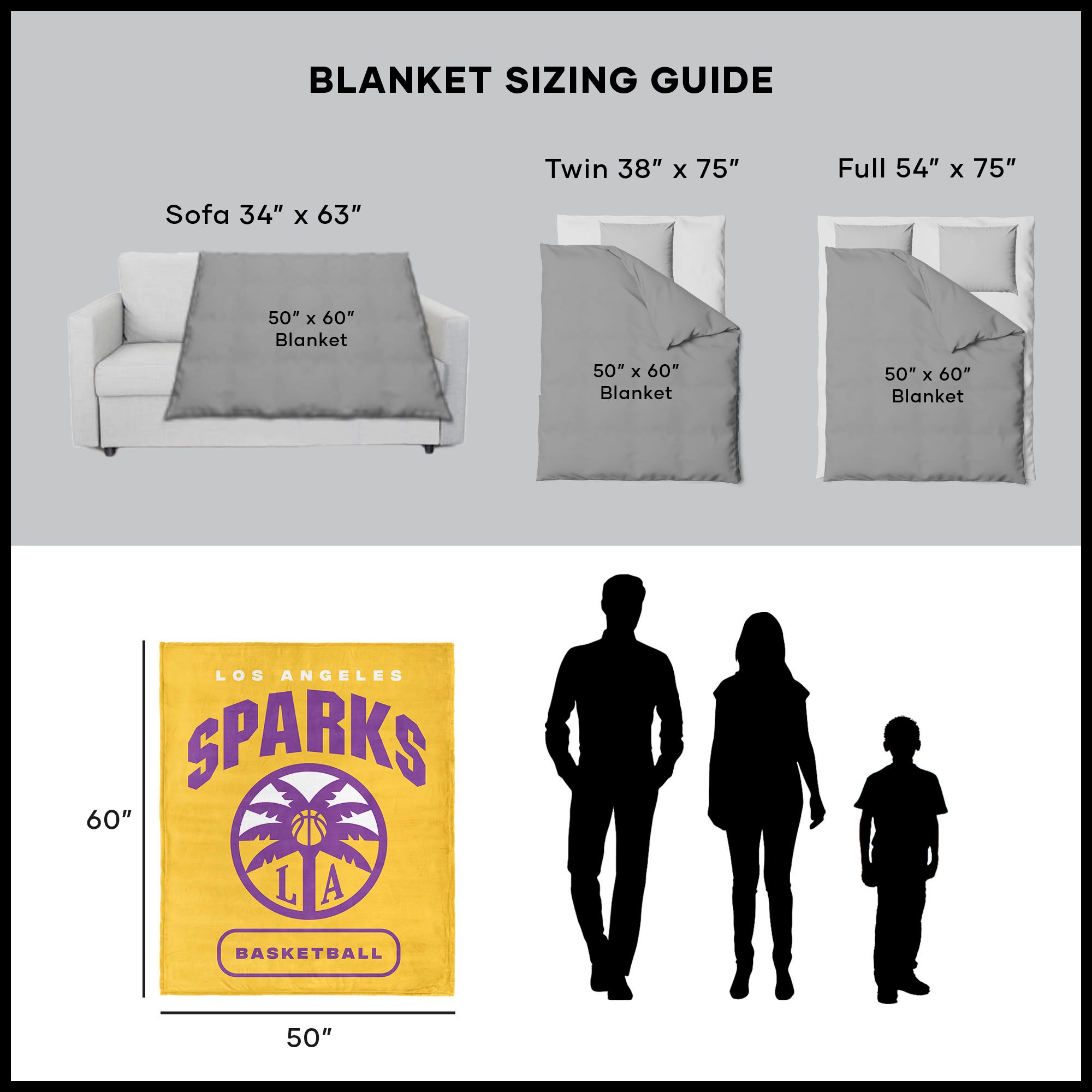 Northwest Los Angeles Sparks Multi High Block Throw Blanket product image