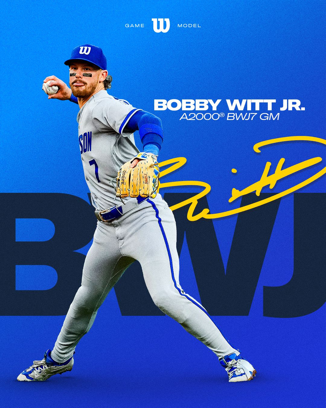 Wilson 11.75" BWJ7 Bobby Witt Jr. Chinook 1724 A2000 Series Game Model Glove product image