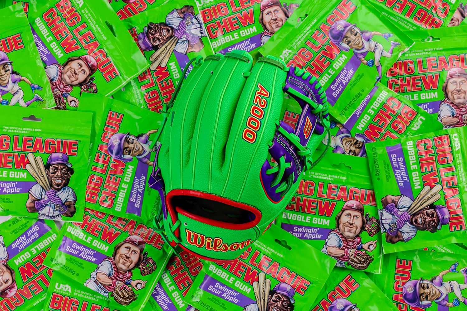Wilson x Big League Chew 11.5" Swingin' Sour Apple 1786SS A2000 SuperSkin Series Glove product image