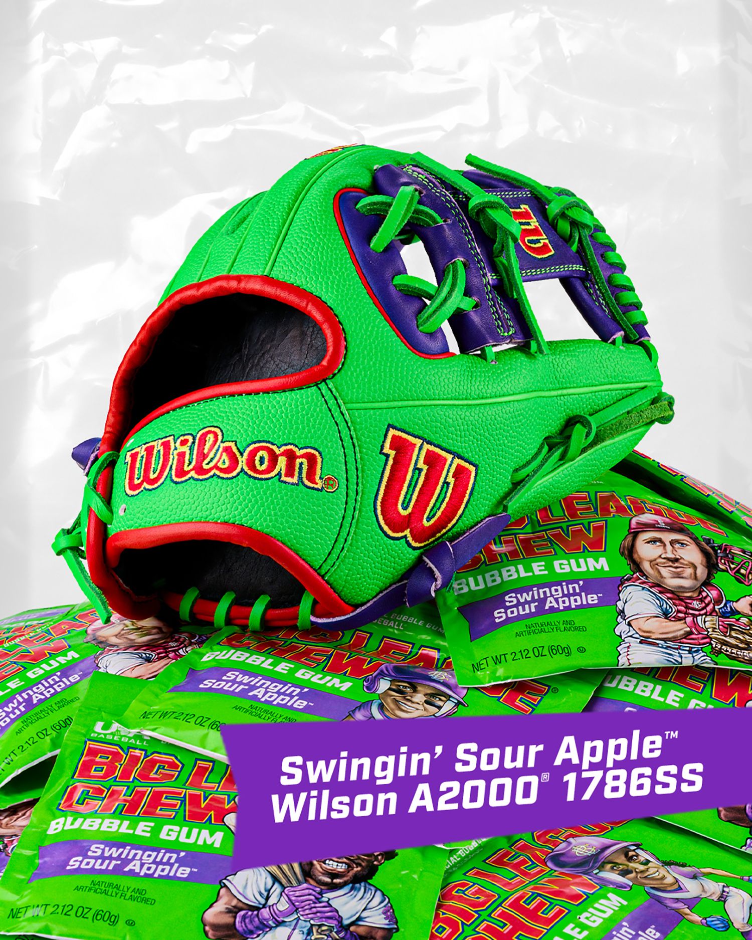 Wilson x Big League Chew 11.5" Swingin' Sour Apple 1786SS A2000 SuperSkin Series Glove product image
