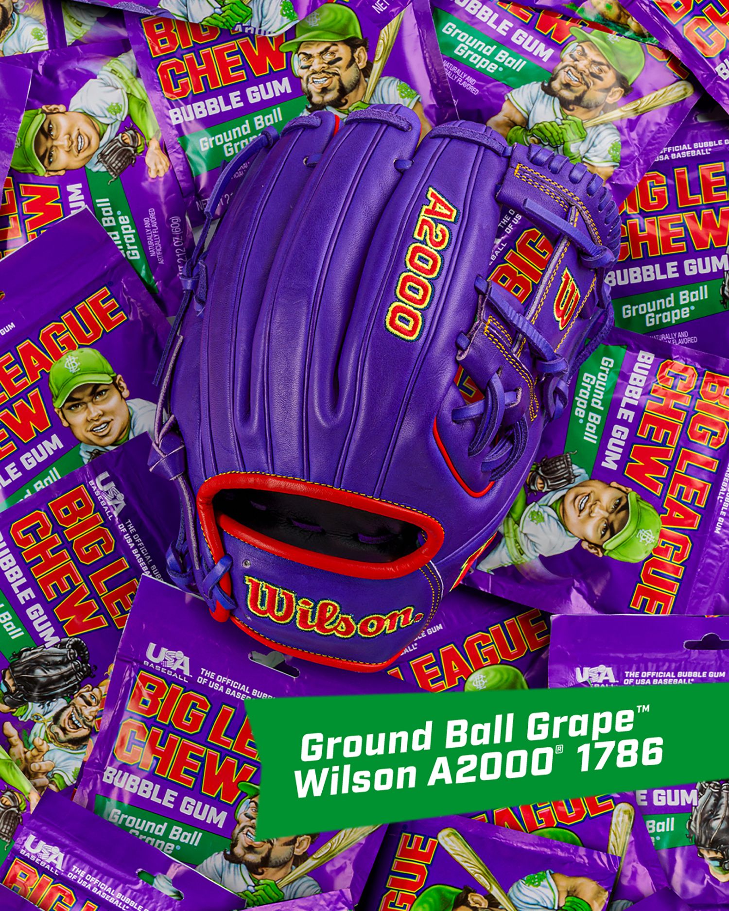 Wilson x Big League Chew 11.5" Ground Ball Grape 1786 A2000 SuperSkin Series Glove product image