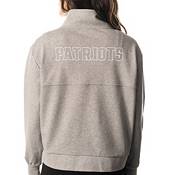 The Wild Collective Women's New England Patriots Backhit Grey Quarter-Zip Pullover T-Shirt product image