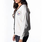 The Wild Collective Women's Pittsburgh Steelers White Button-Up Sweater product image
