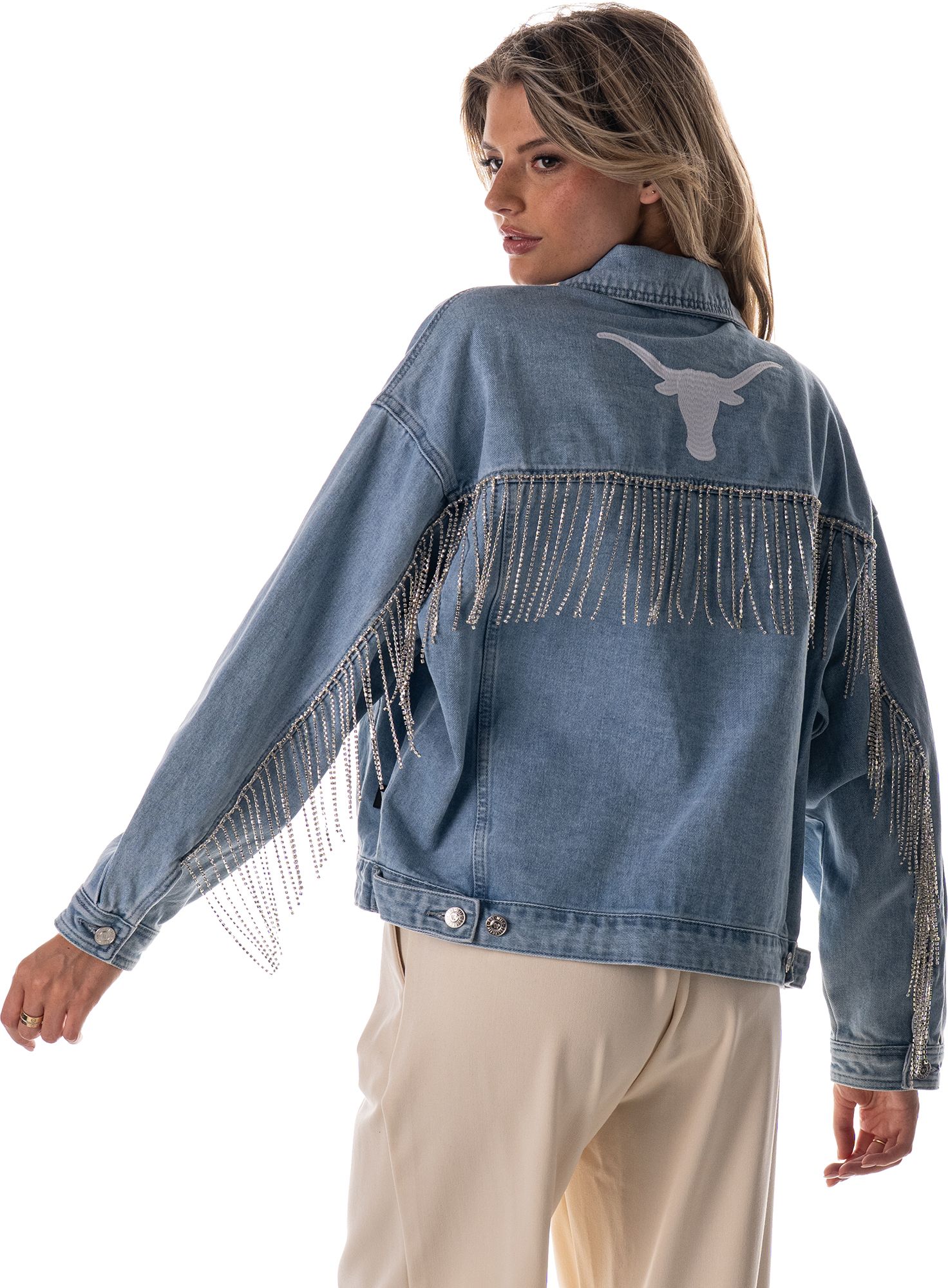 The Wild Collective Women's Texas Longhorns Blue Denim Jacket product image