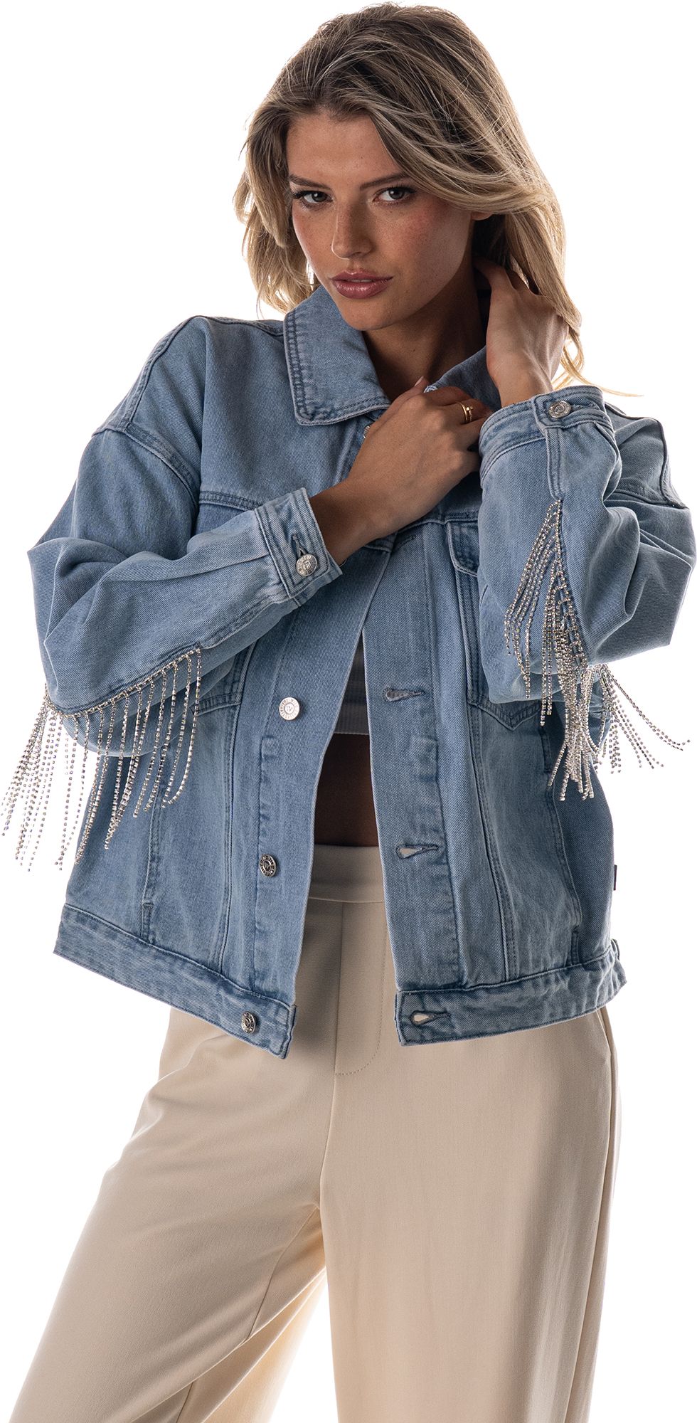 The Wild Collective Women's Texas Longhorns Blue Denim Jacket product image