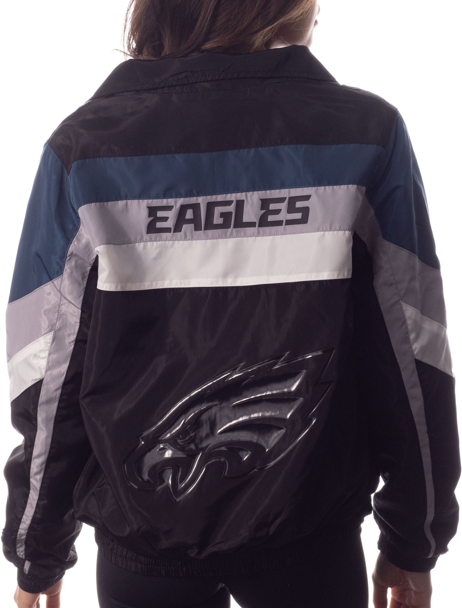 The Wild Collective Women's Philadelphia Eagles Colorblock Black Track Jacket