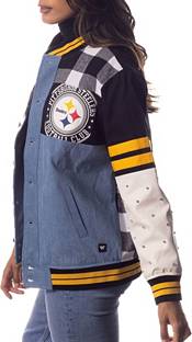 The Wild Collective Women's Pittsburgh Steelers Vintage Black Bomber Jacket product image