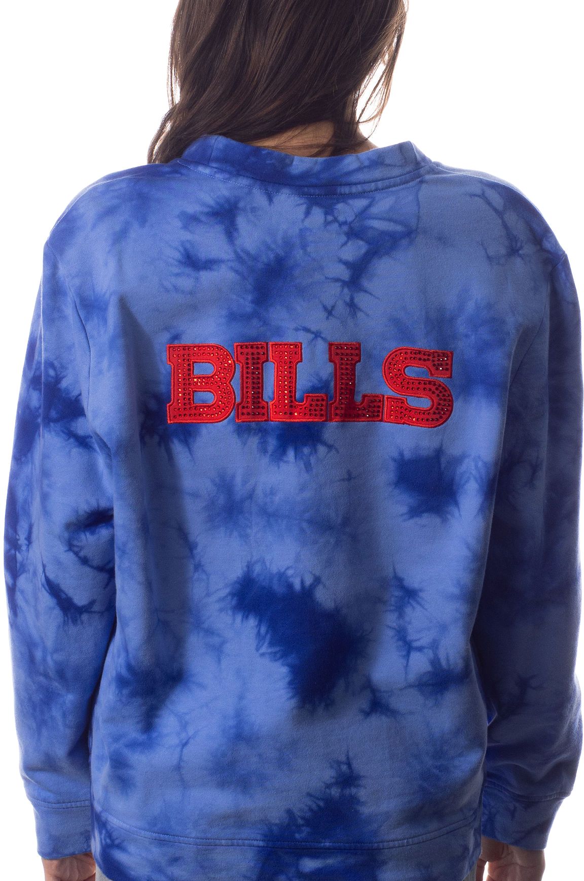The Wild Collective Women's Buffalo Bills Tie Dye Blue Cardigan