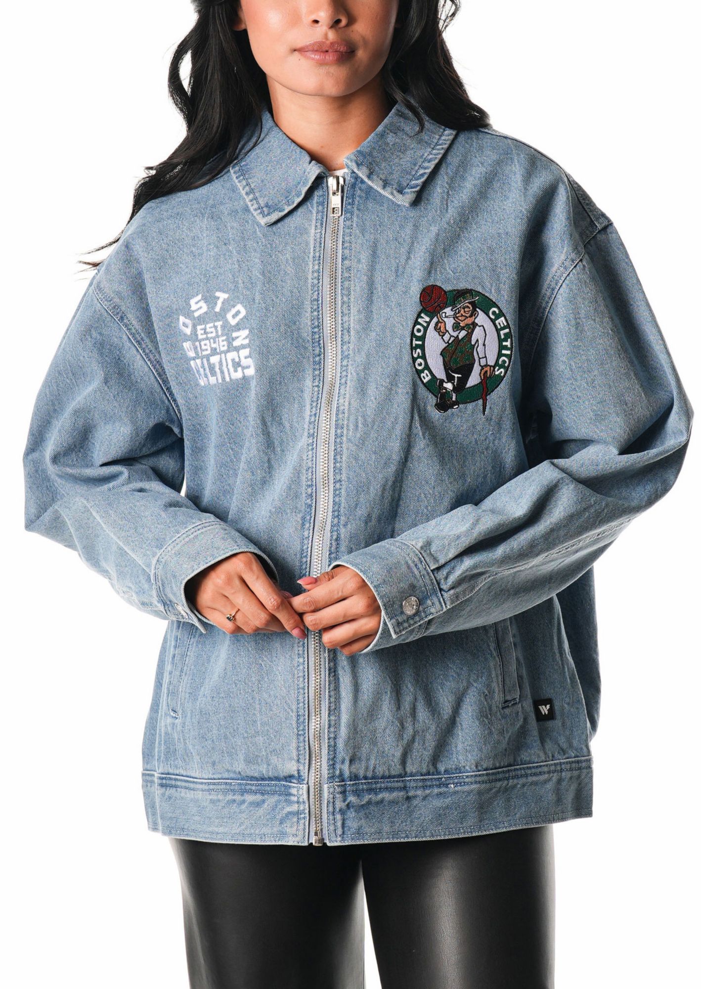 The Wild Collective Women's Boston Celtics Denim Jacket product image