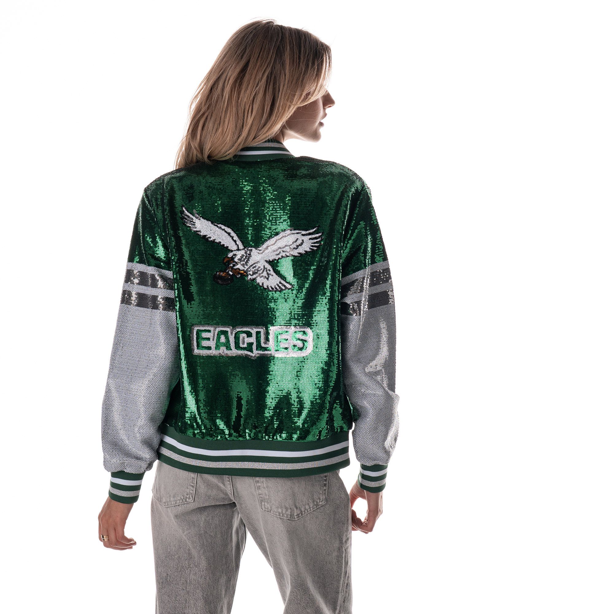 The Wild Collective Women's Philadelphia Eagles Kelly Green Sequin Jacket product image
