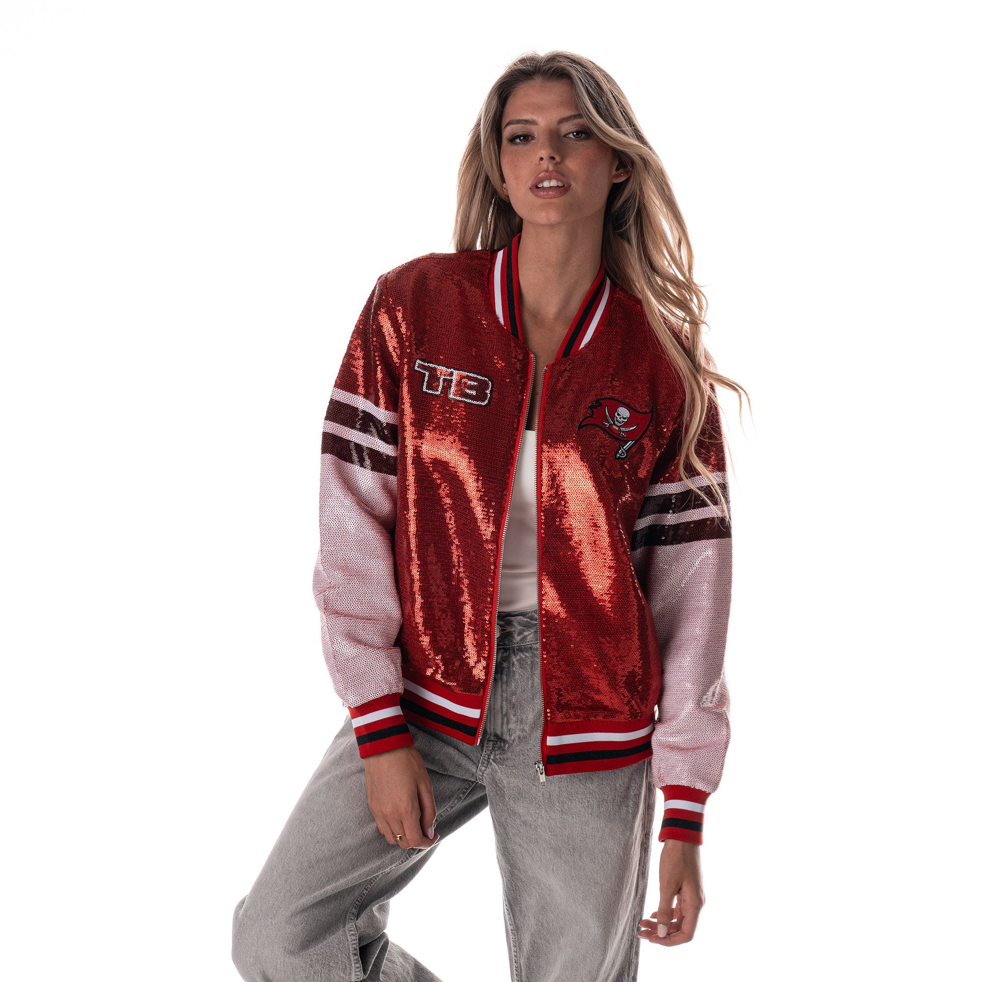 The Wild Collective Women's Tampa Bay Buccaneers Red Sequin Jacket product image