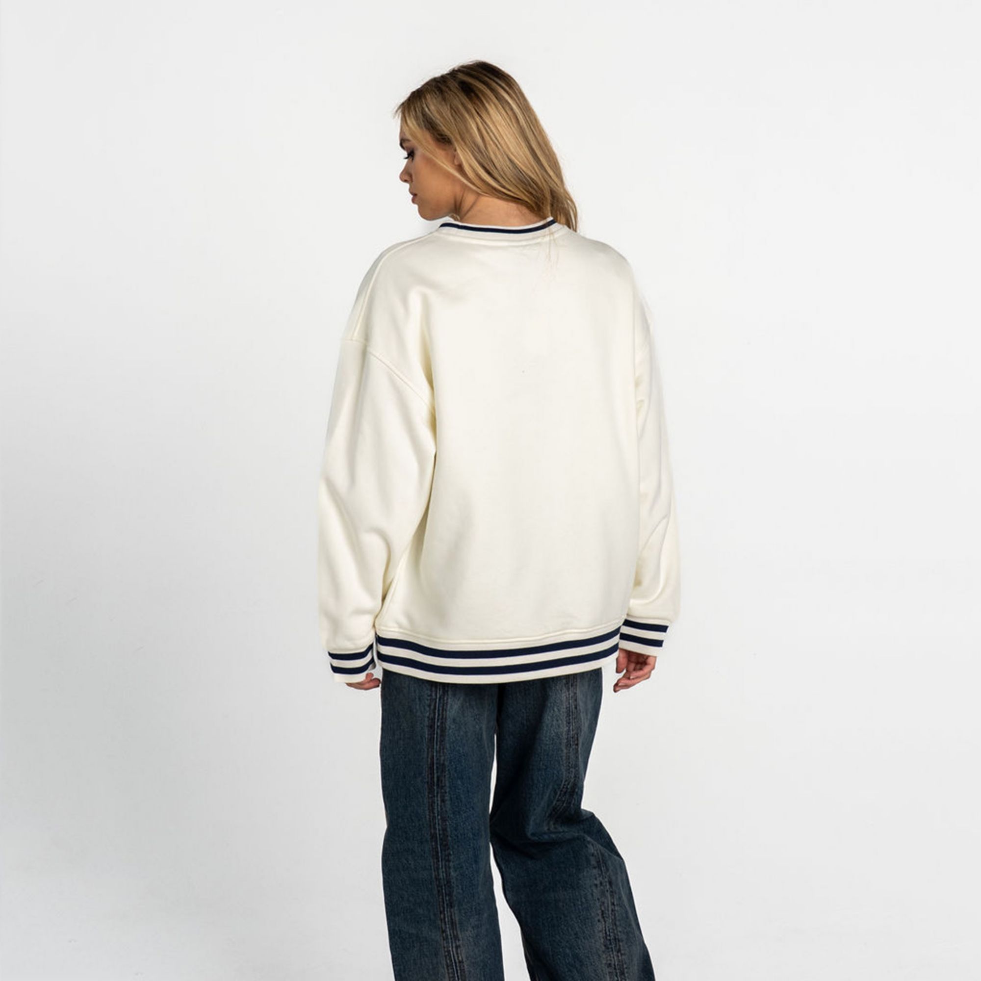 The Wild Collective Women's Minnesota Twins White Vintage Ringer Pullover Crewneck Sweatshirt product image