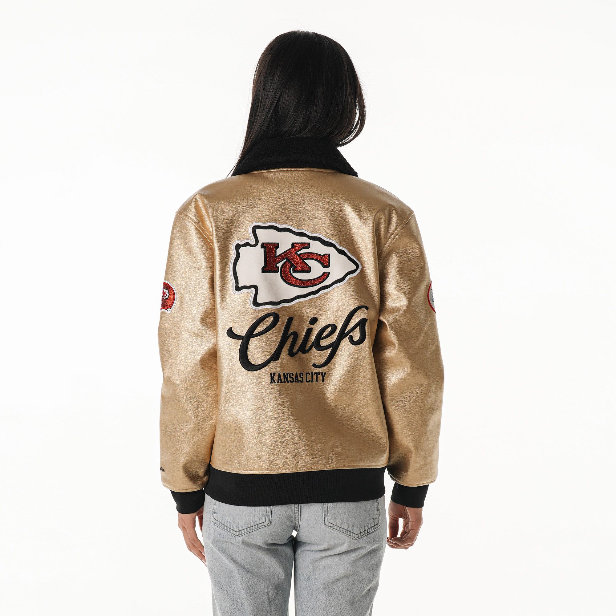 The Wild Collective Women's Kansas City Chiefs Gold Metallic Jacket product image