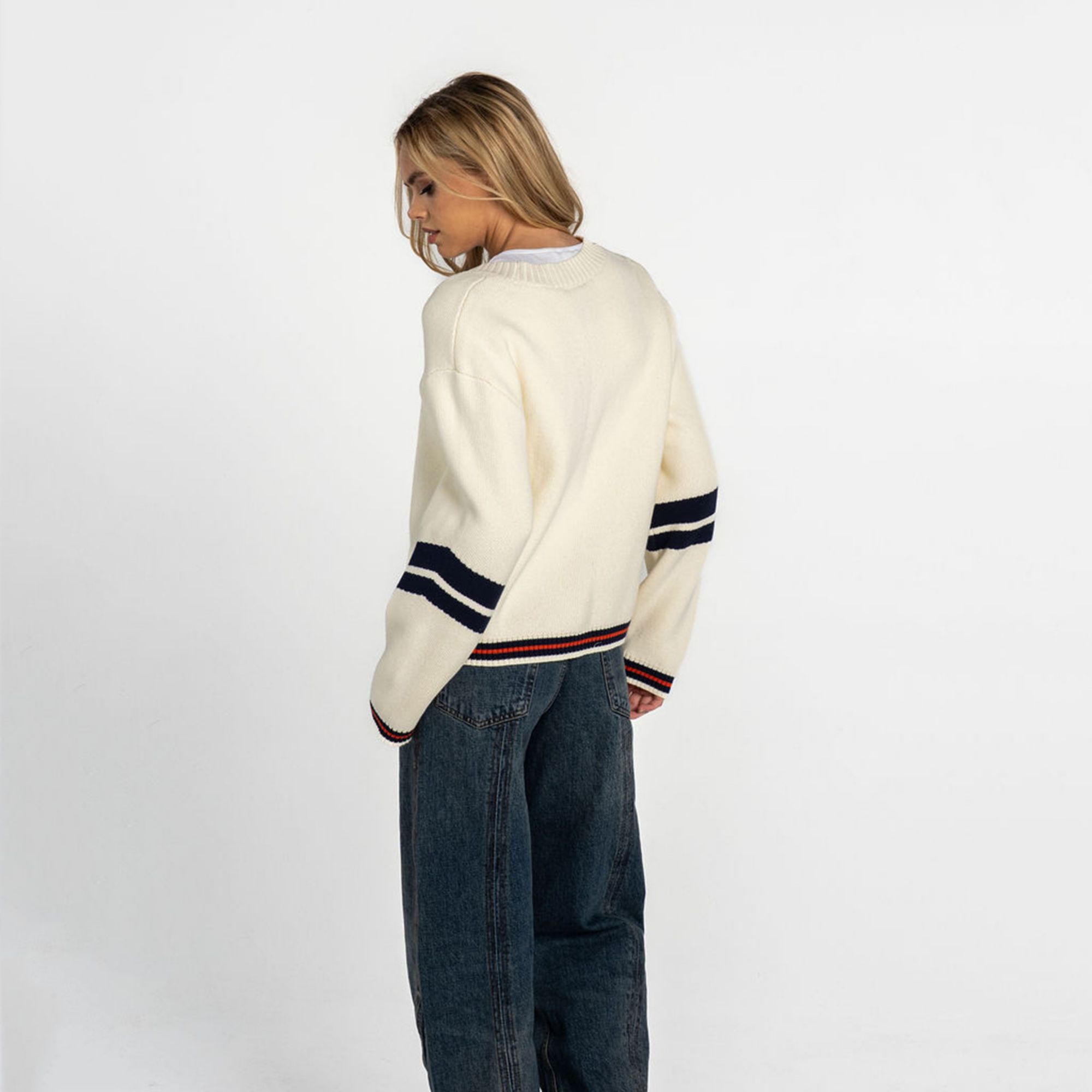 The Wild Collective Women's Houston Astros Cream Cropped Cardigan Sweater product image