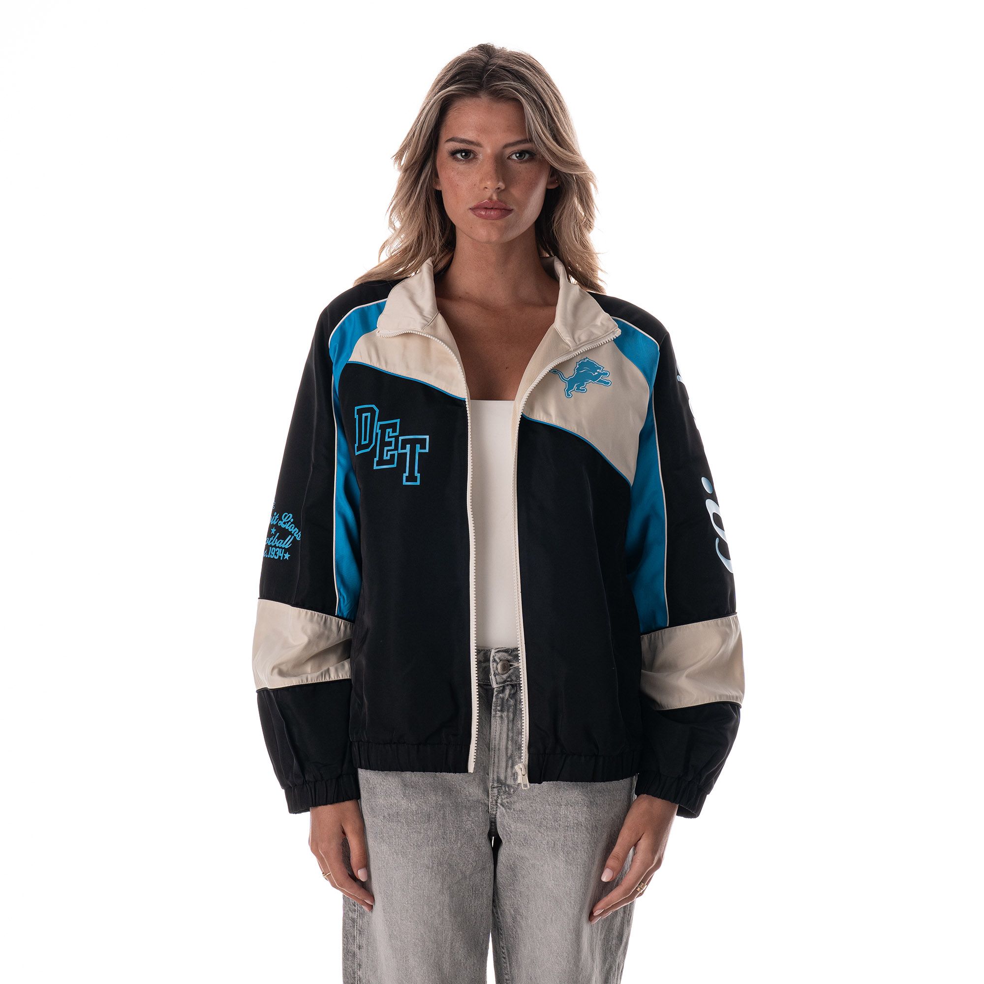 The Wild Collective Women's Detroit Lions Colorblock Track Jacket product image