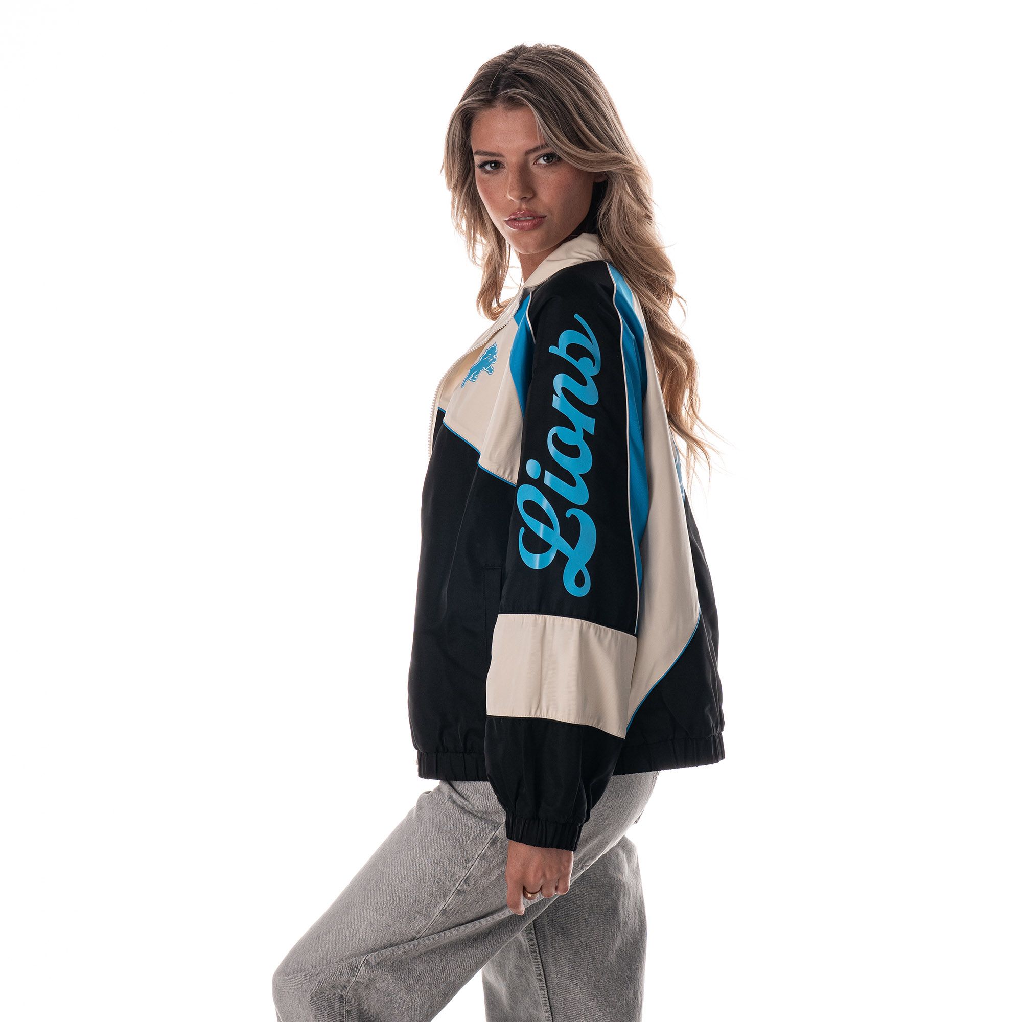 The Wild Collective Women's Detroit Lions Colorblock Track Jacket product image