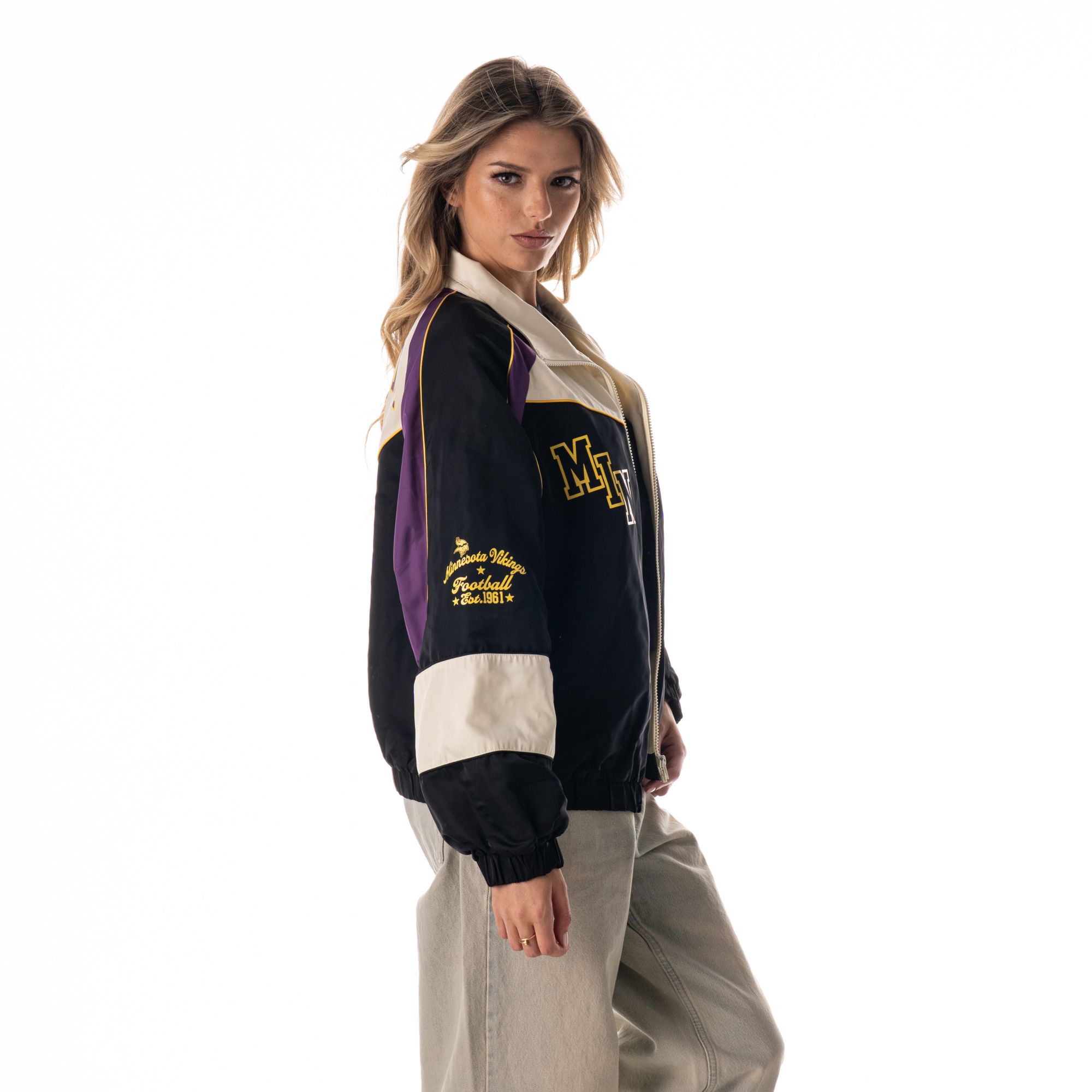The Wild Collective Women's Minnesota Vikings Colorblock Track Jacket product image