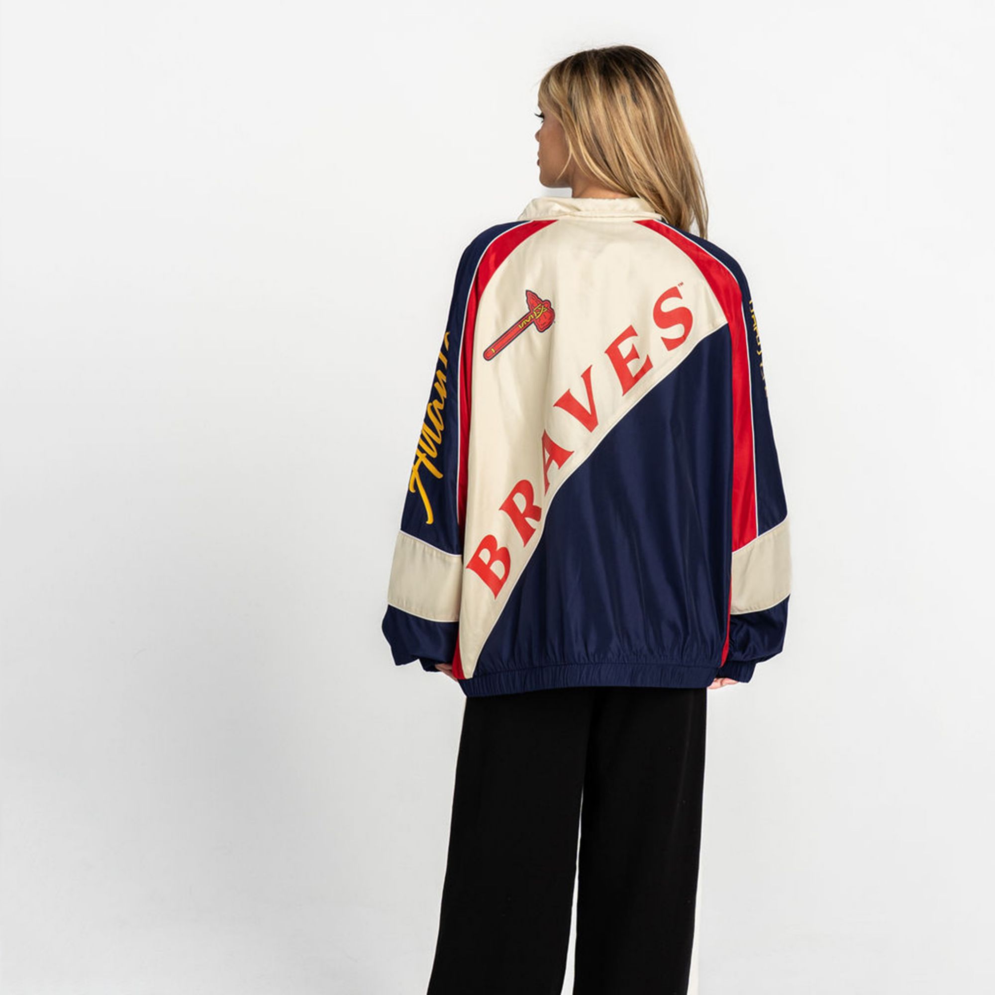 The Wild Collective Women's Atlanta Braves Navy Bomber Jacket product image
