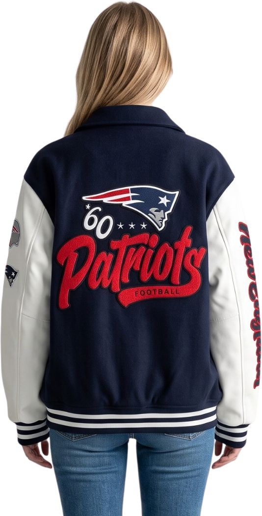 The Wild Collective Women's New England Patriots Collar Varsity Jacket product image