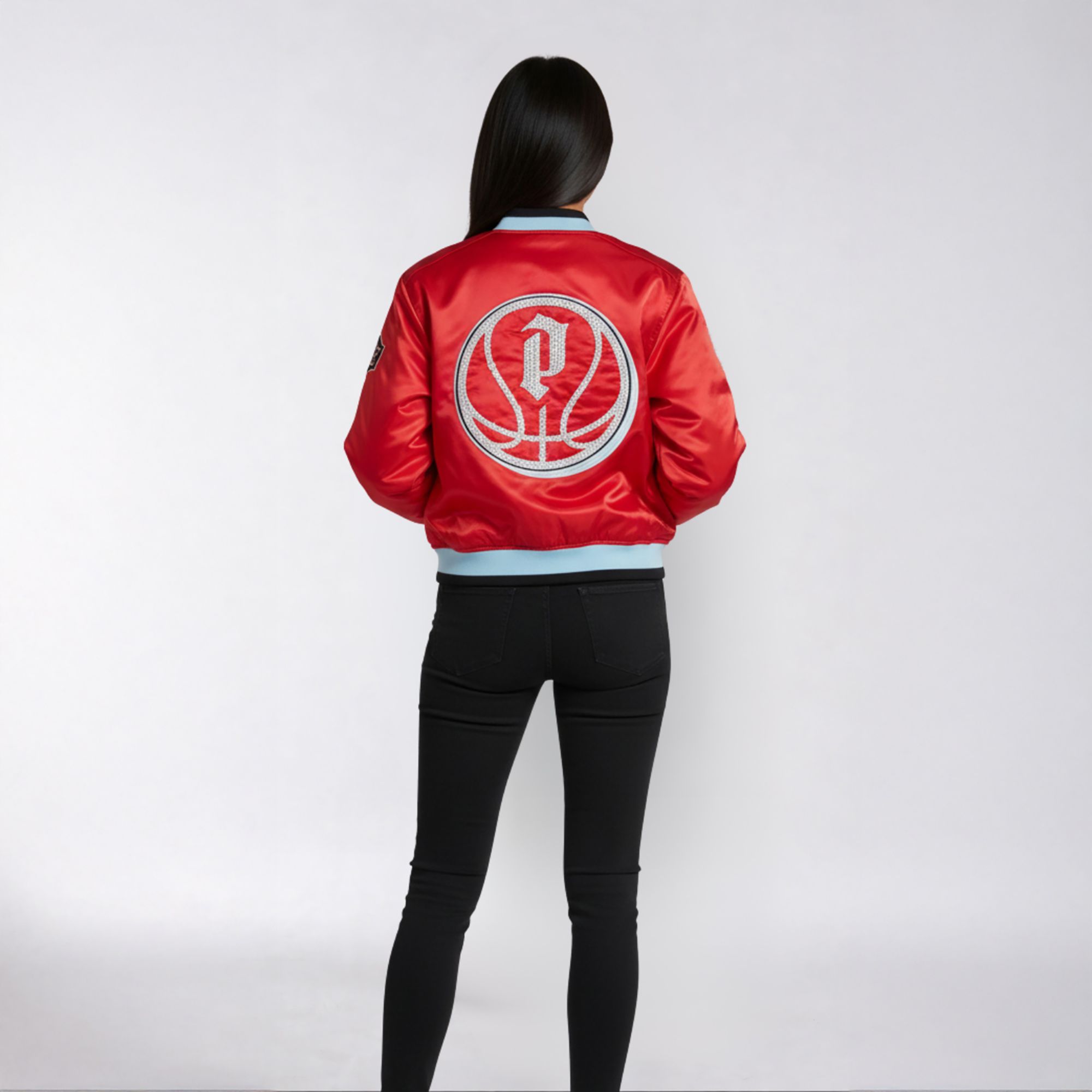The Wild Collective Women's Portland Fire Red Satin Jacket product image