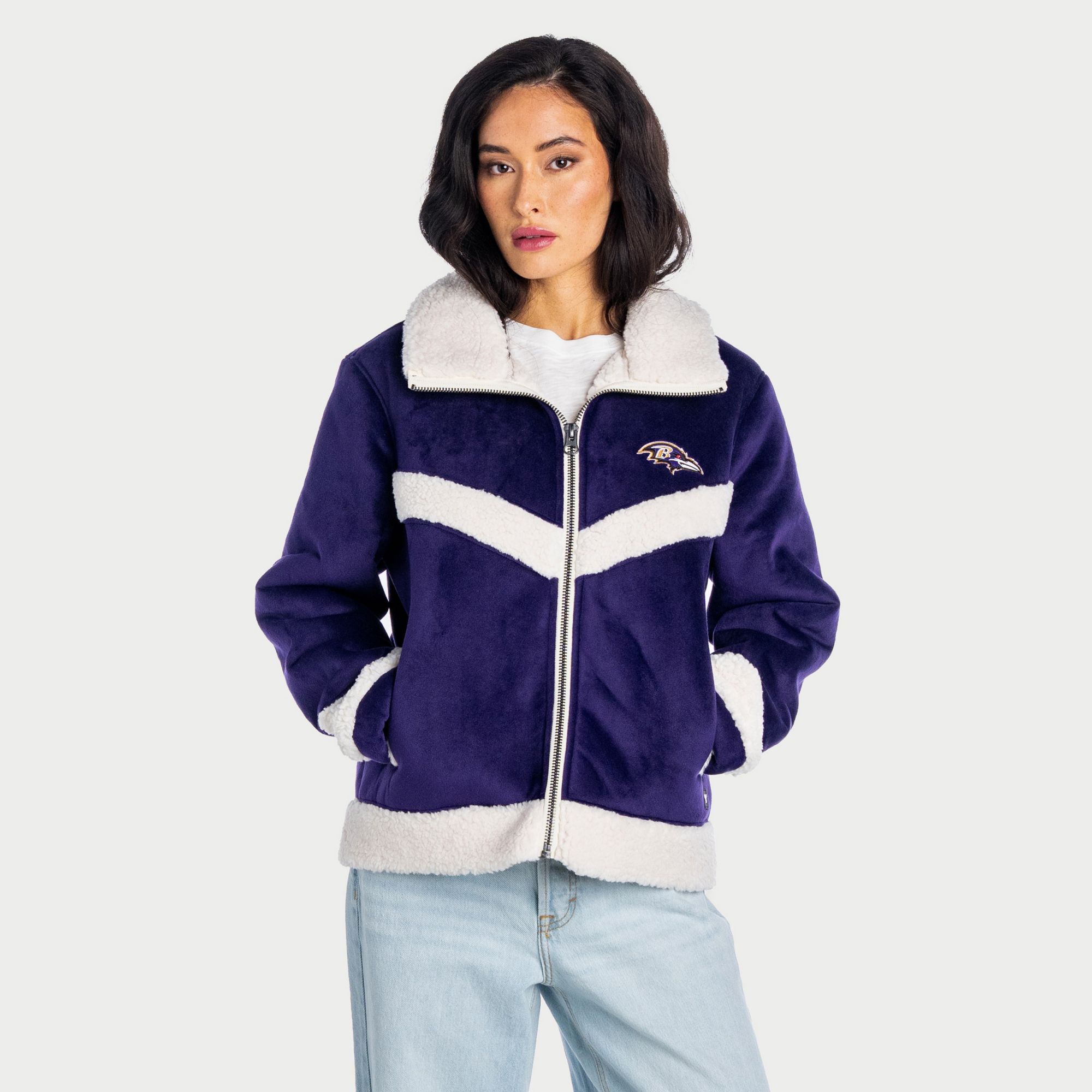 The Wild Collective Women's Baltimore Ravens Sherpa Full-Zip