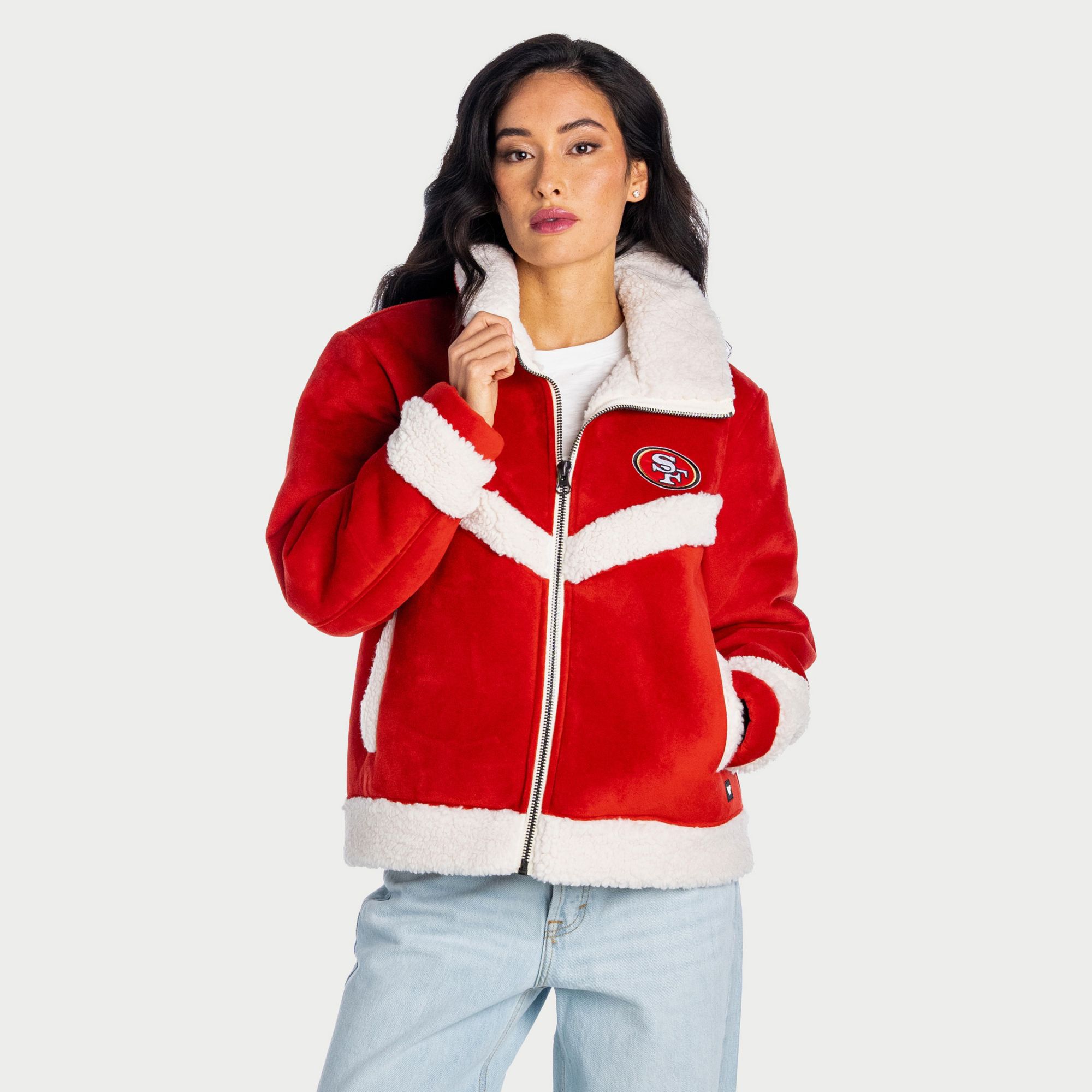 The Wild Collective Women's San Francisco 49ers Sherpa Full-Zip