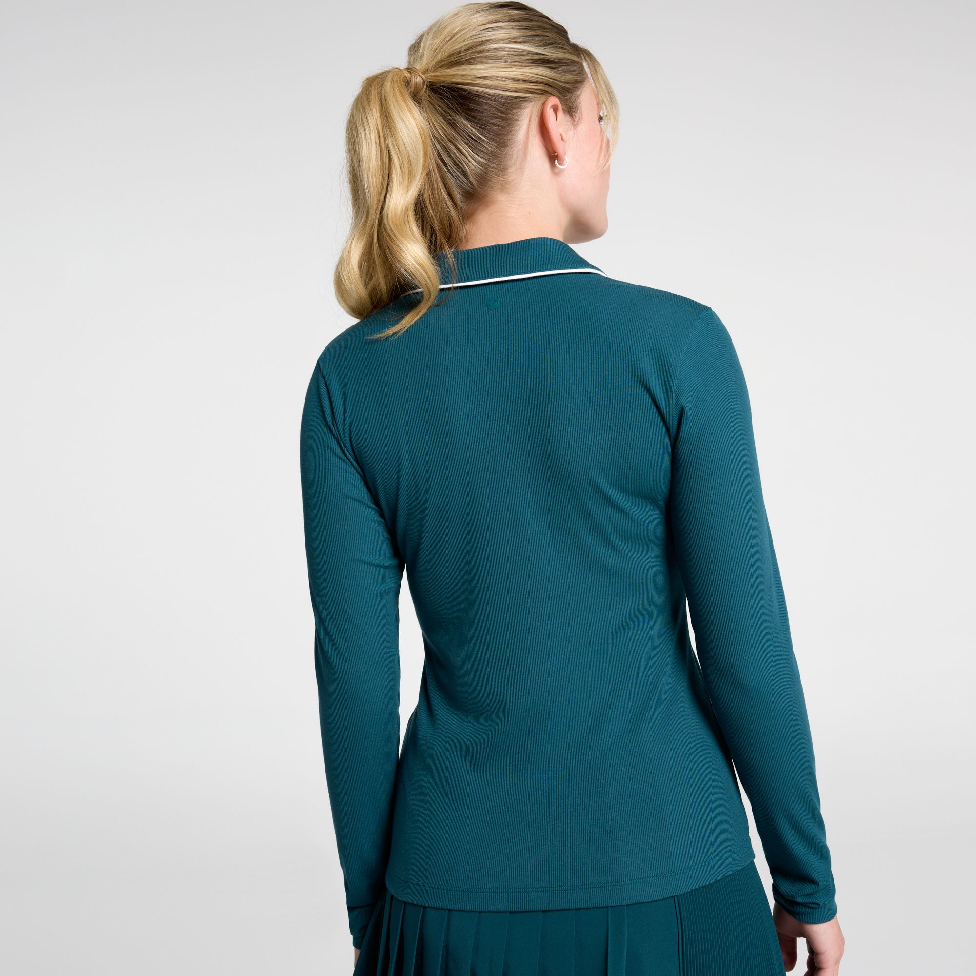 CALIA Women's Rib Long Sleeve Johnny Golf Polo product image