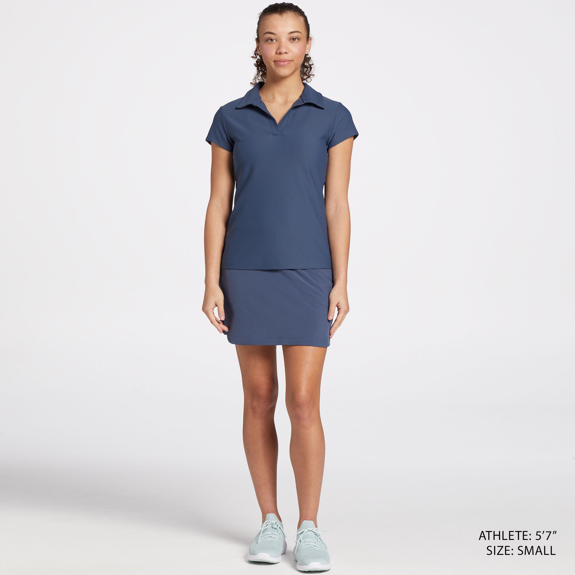 CALIA Women's Ribbed Johnny Collar Golf Polo