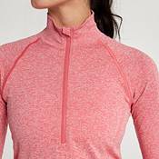 Calia Shirt Womens Small Coral Pink Ruched Sides Active 1/2 Zip