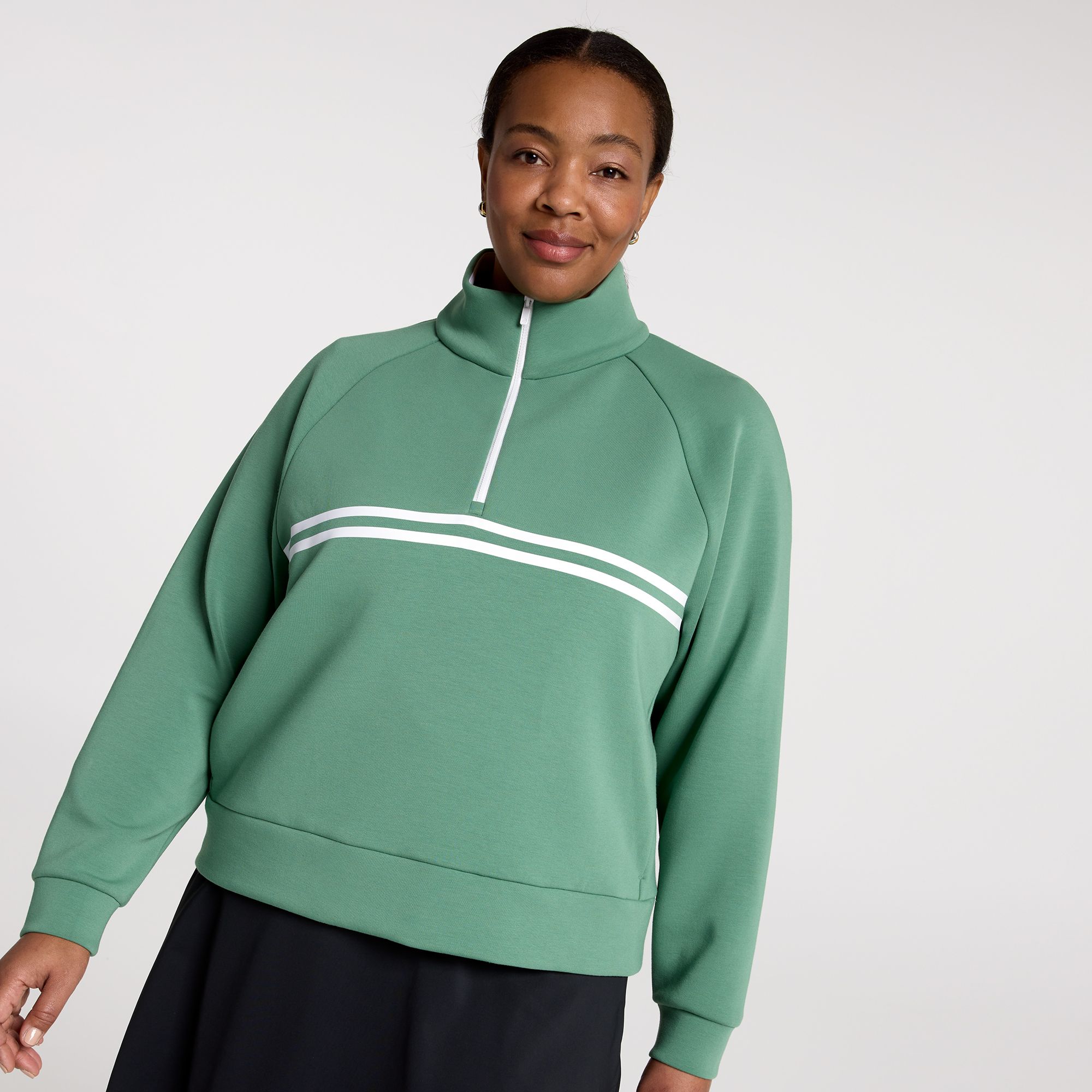 CALIA Women's Soft Scuba Golf Striped 1/4 Zip product image