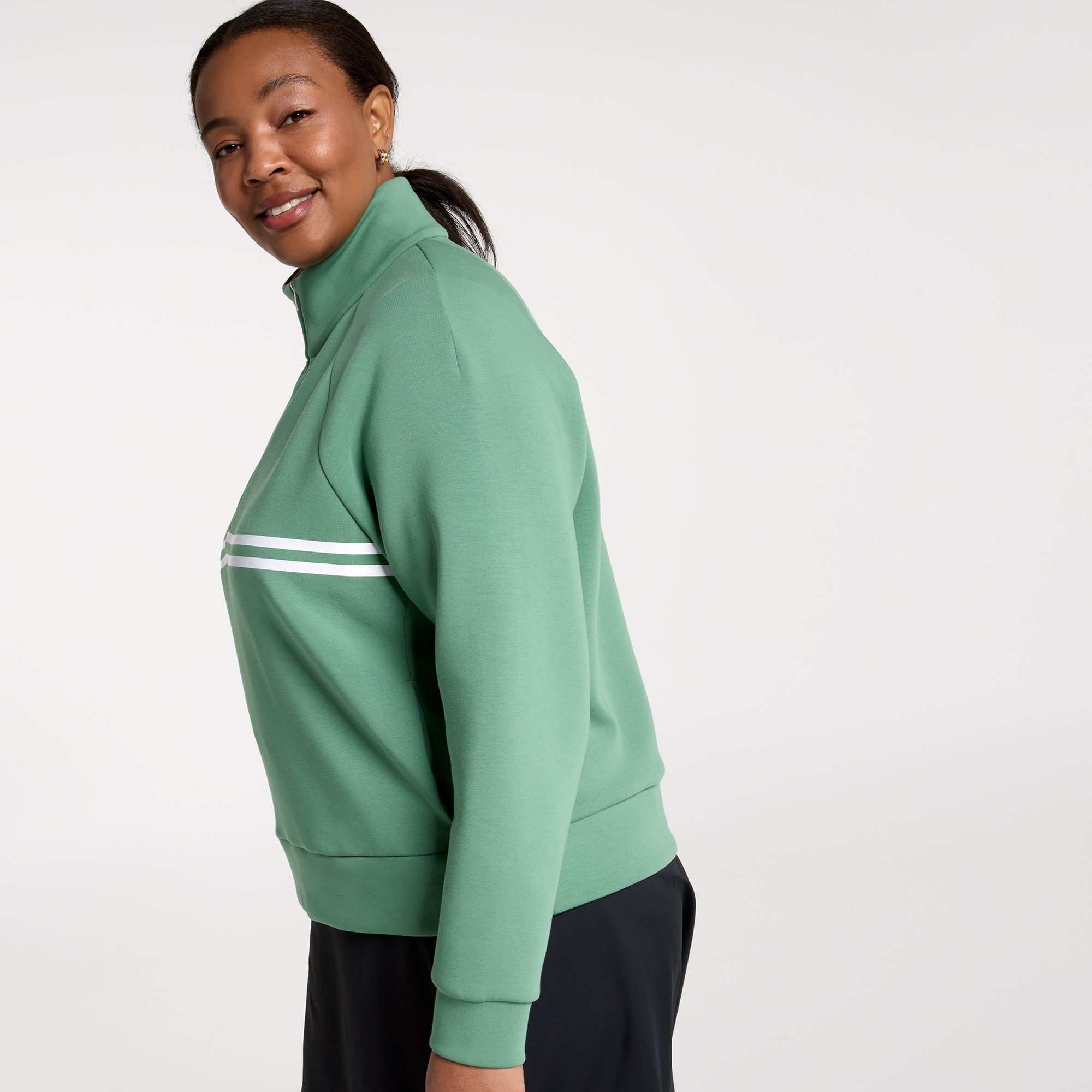 CALIA Women's Soft Scuba Golf Striped 1/4 Zip product image