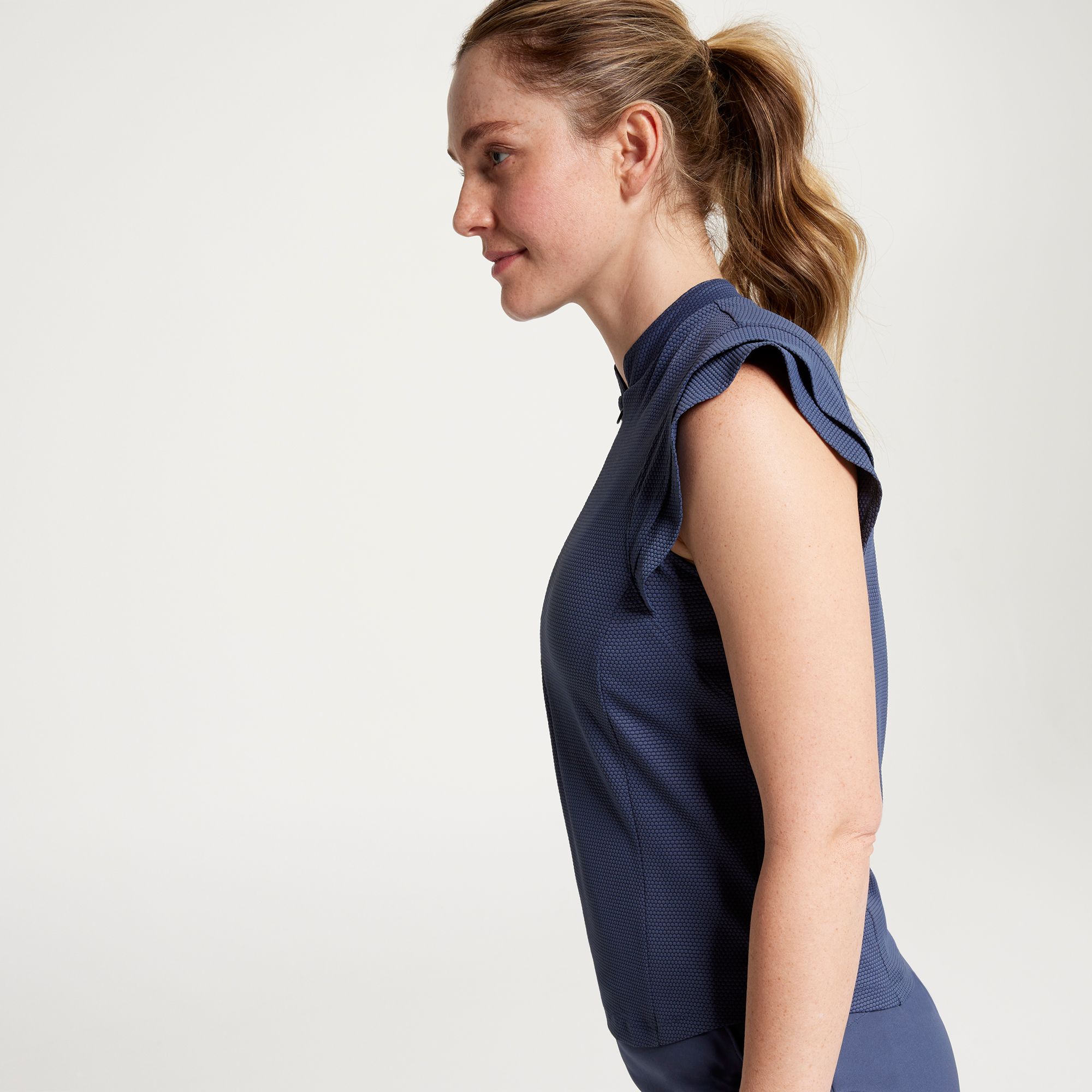 CALIA Women's Renew Texture Cap Sleeve Zip Golf Top product image