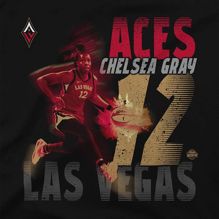 Stadium Essentials Las Vegas Aces Chelsea Gray #12 Black T-Shirt