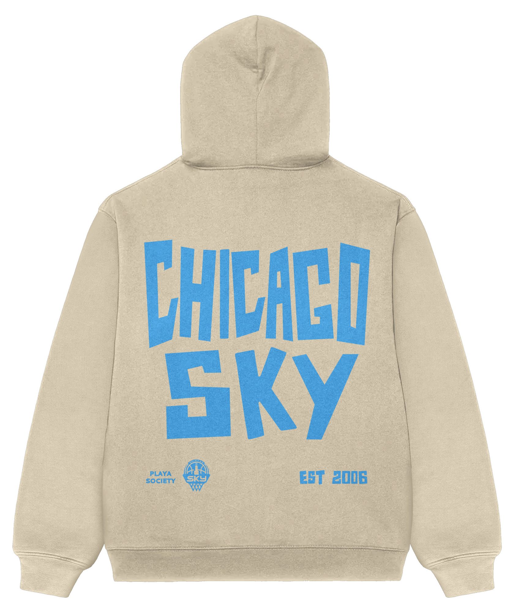 PLAYA SOCIETY Men's Chicago Sky Off White Established Date Wordmark Hoodie product image