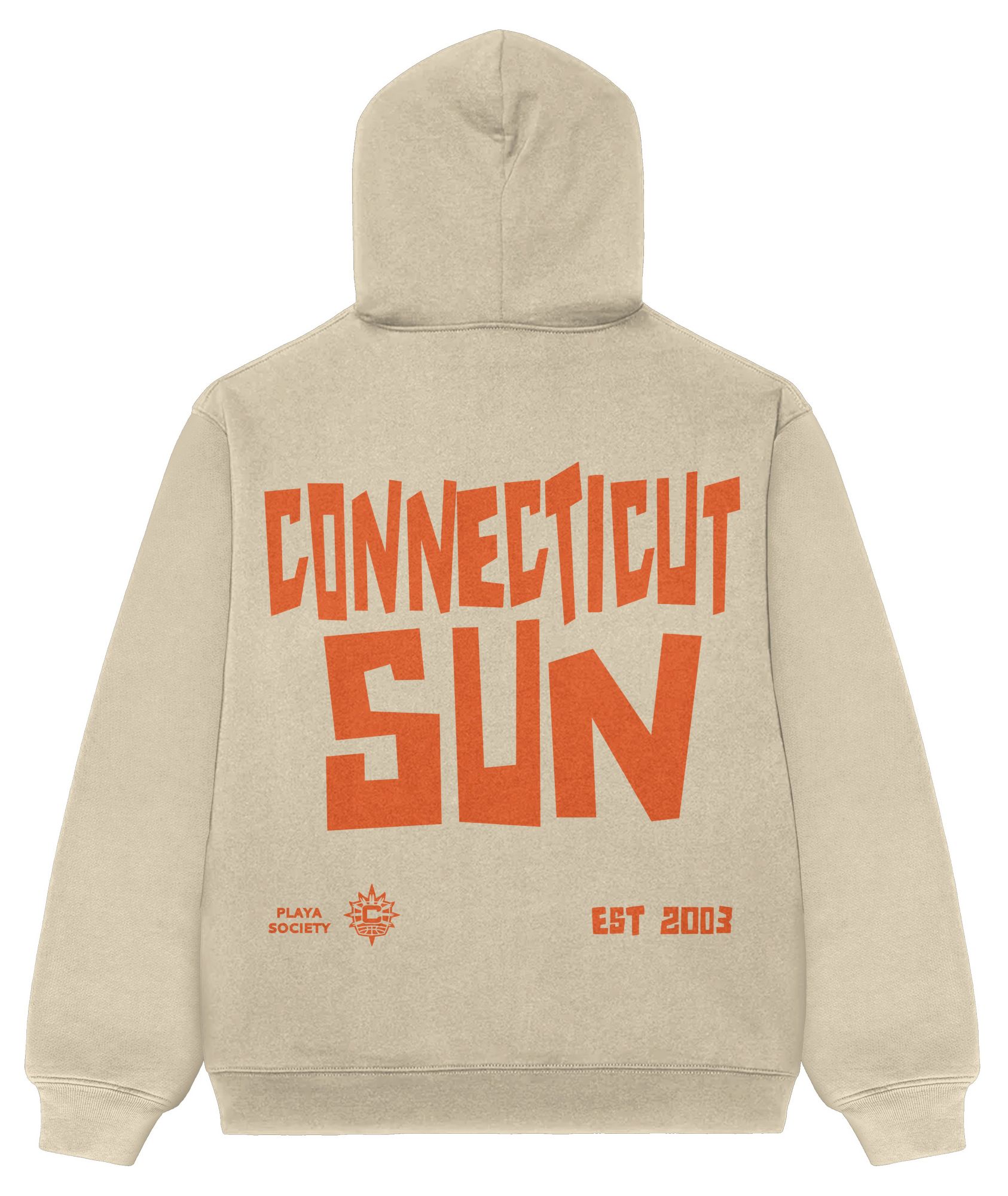 PLAYA SOCIETY Men's Connecticut Sun Off White Established Date Wordmark Hoodie product image