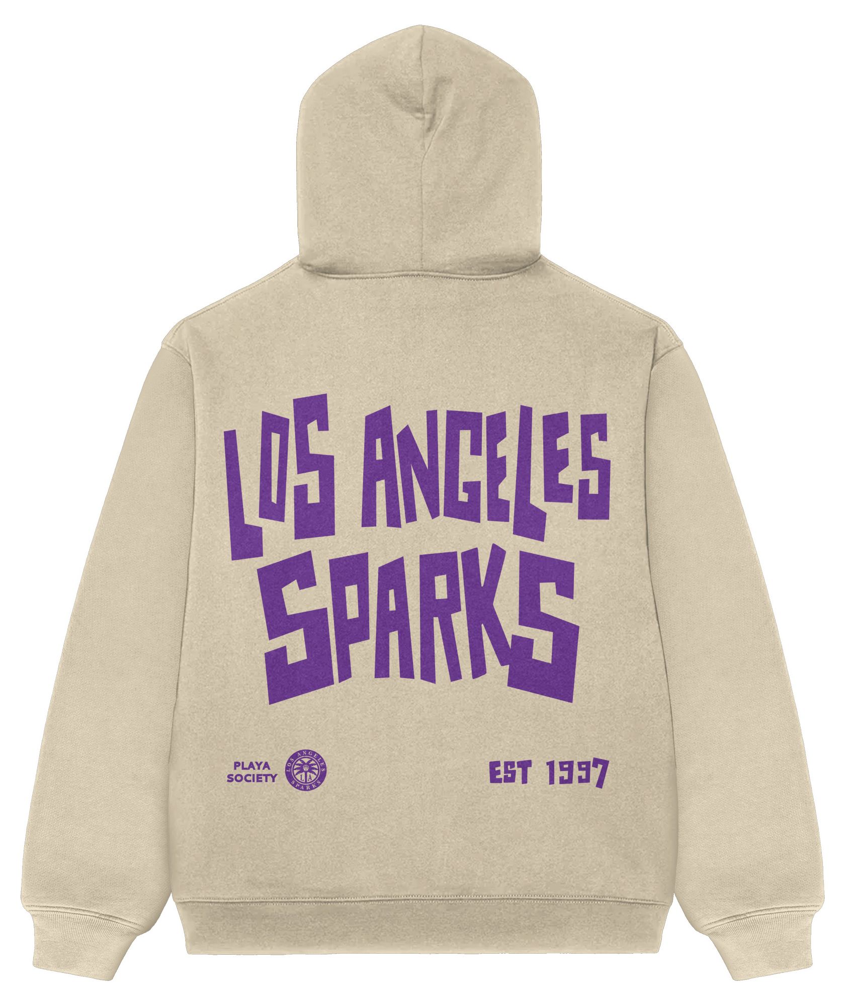 PLAYA SOCIETY Men's Los Angeles Sparks Off White Established Date Wordmark Hoodie product image