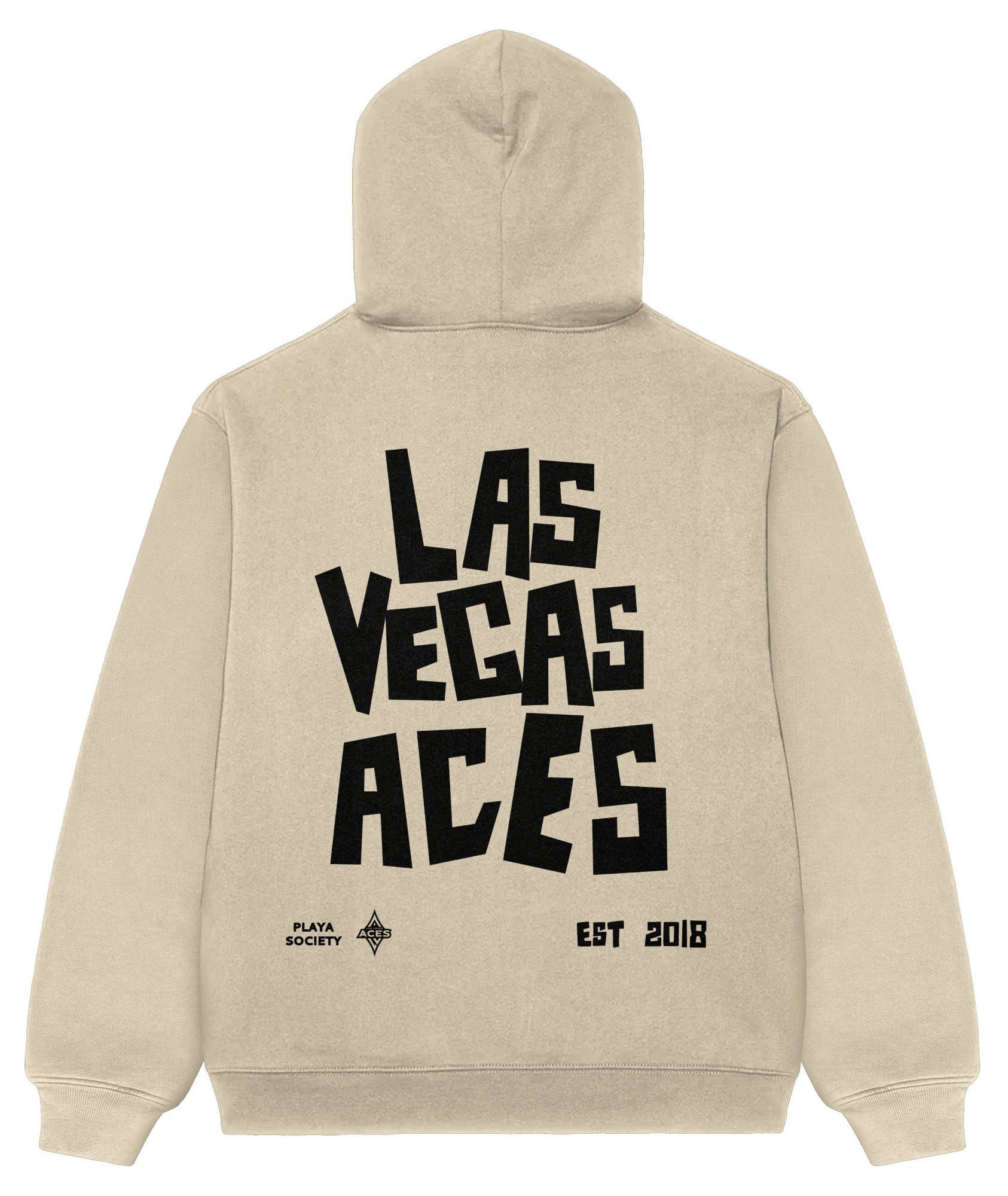 PLAYA SOCIETY Men's Las Vegas Aces Off White Established Date Wordmark Hoodie product image