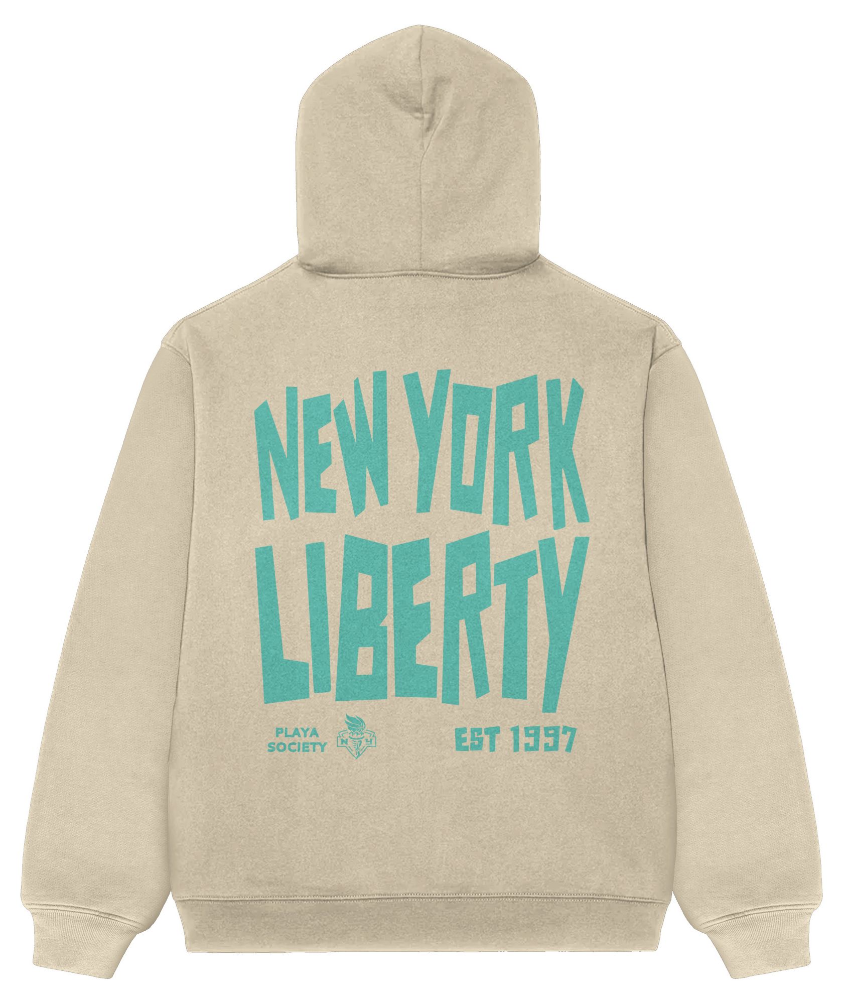 PLAYA SOCIETY Men's New York Liberty Off White Established Date Wordmark Hoodie product image