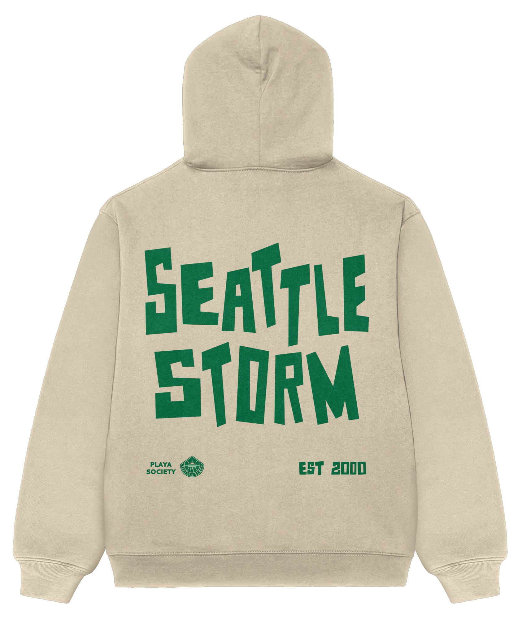 PLAYA SOCIETY Men's Seattle Storm Off White Established Date Wordmark Hoodie product image