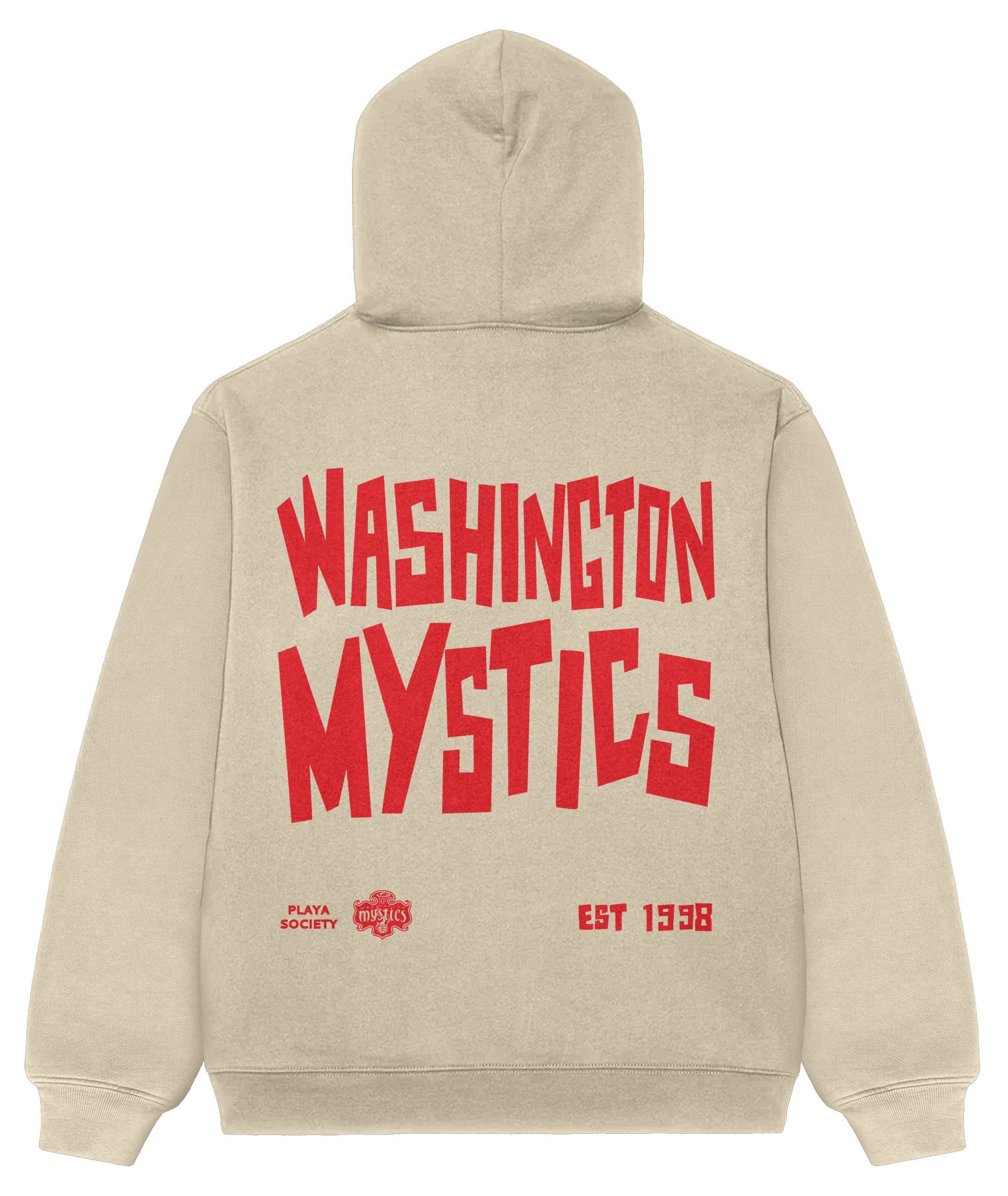 PLAYA SOCIETY Men's Washington Mystics Off White Established Date Wordmark Hoodie product image
