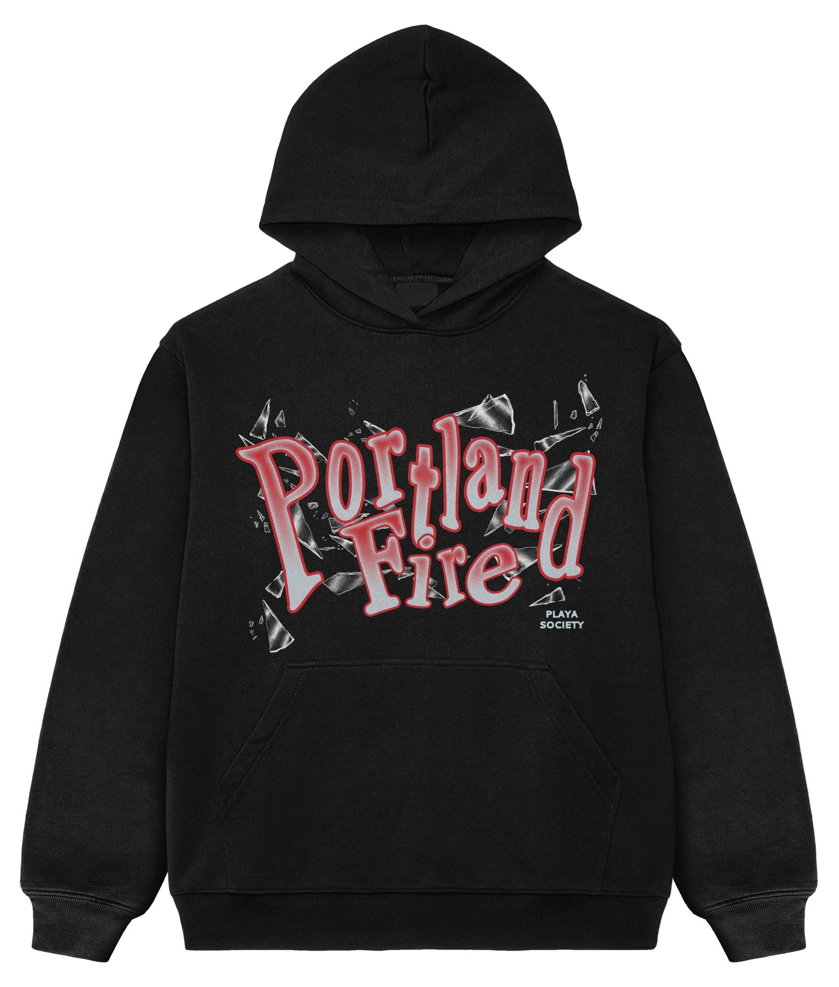 PLAYA SOCIETY Men's Portland Fire Black Shattered Glass Graphic Hoodie product image