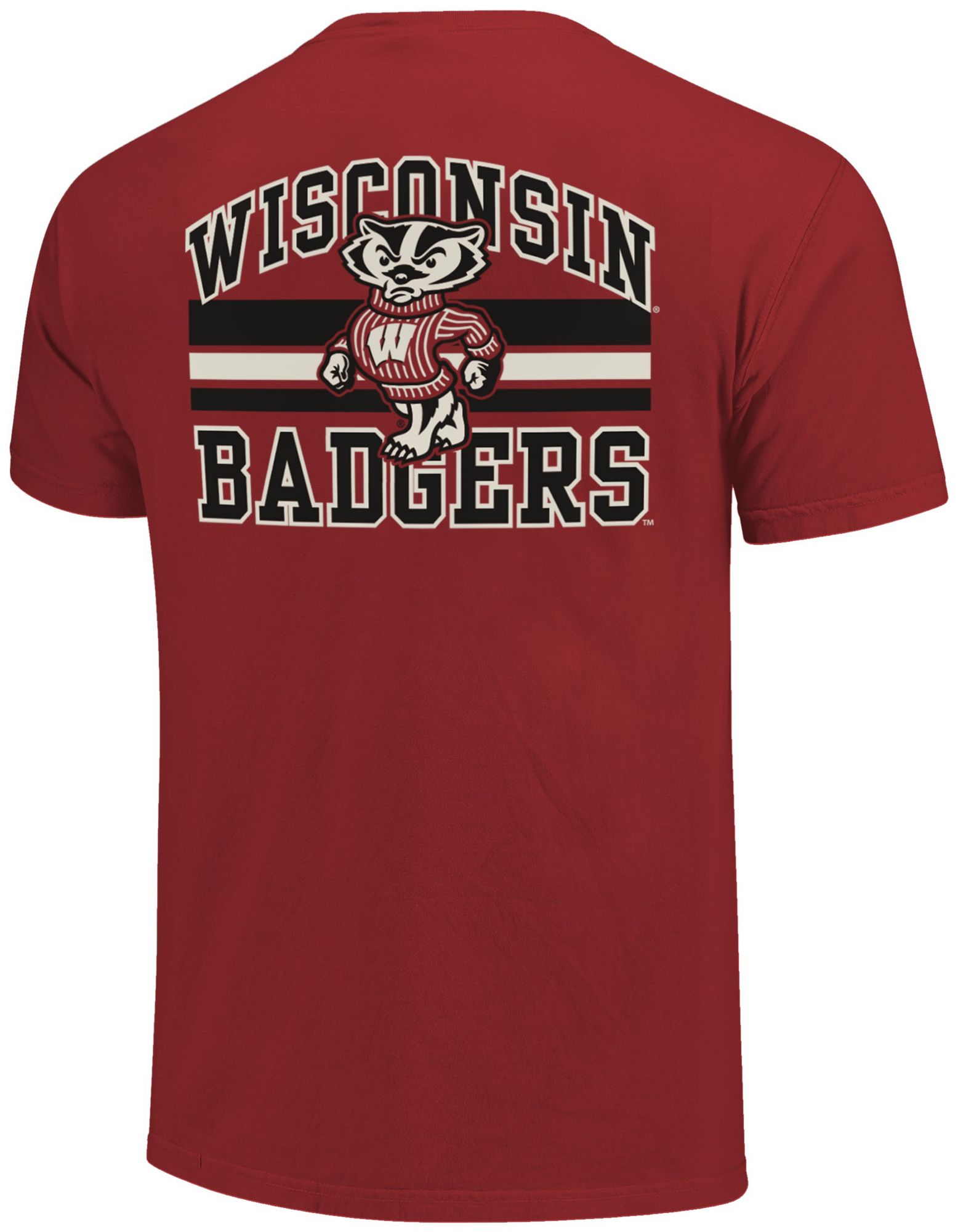 Image One Men's Wisconsin Badgers Red Mascot Arched Short Sleeve T-Shirt product image