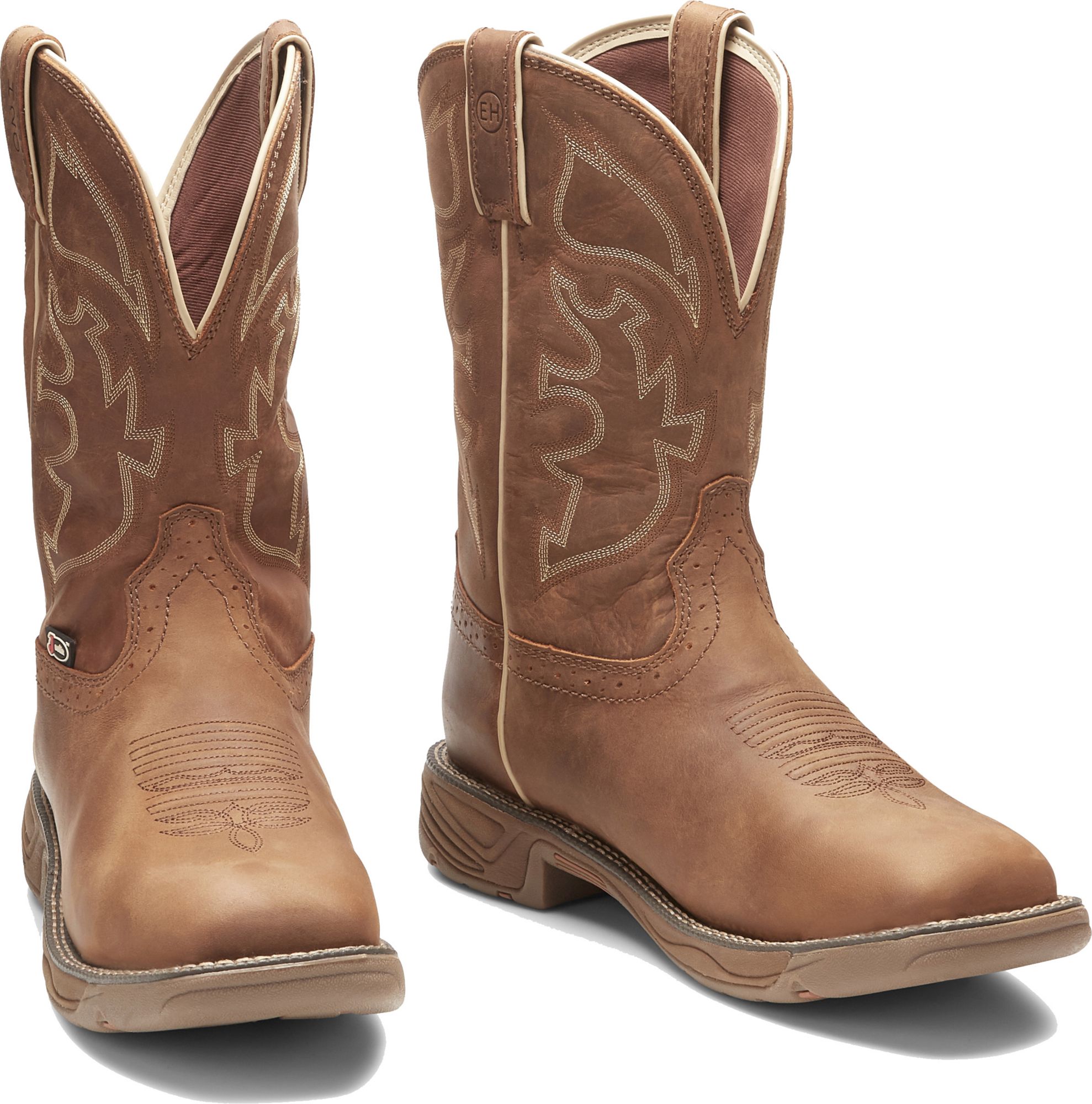 justin men's stampede tan waterproof work boots