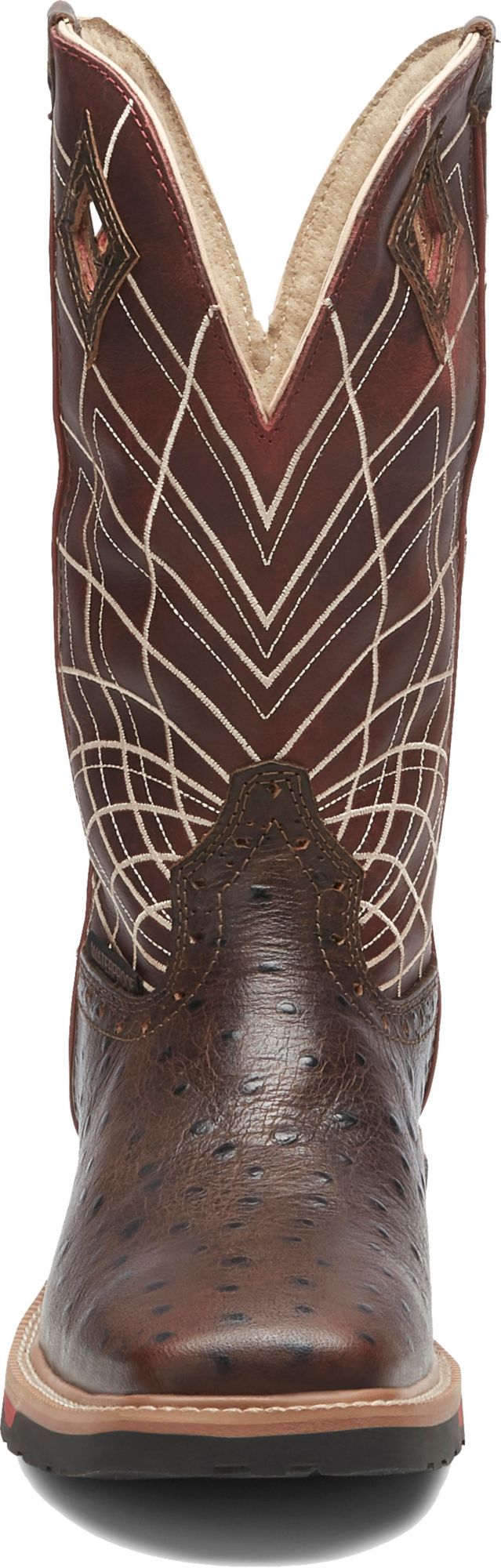 justin men's derrickman ostrich print composite toe work boots