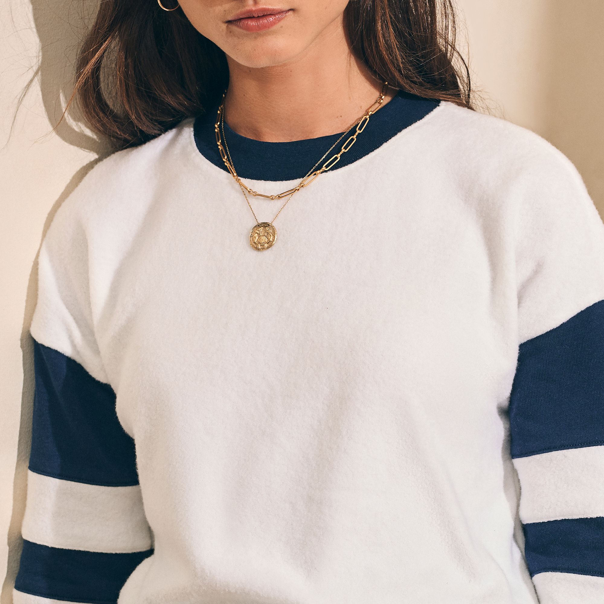 Faherty Women's Beach Fleece Ringer Crew Shirt product image