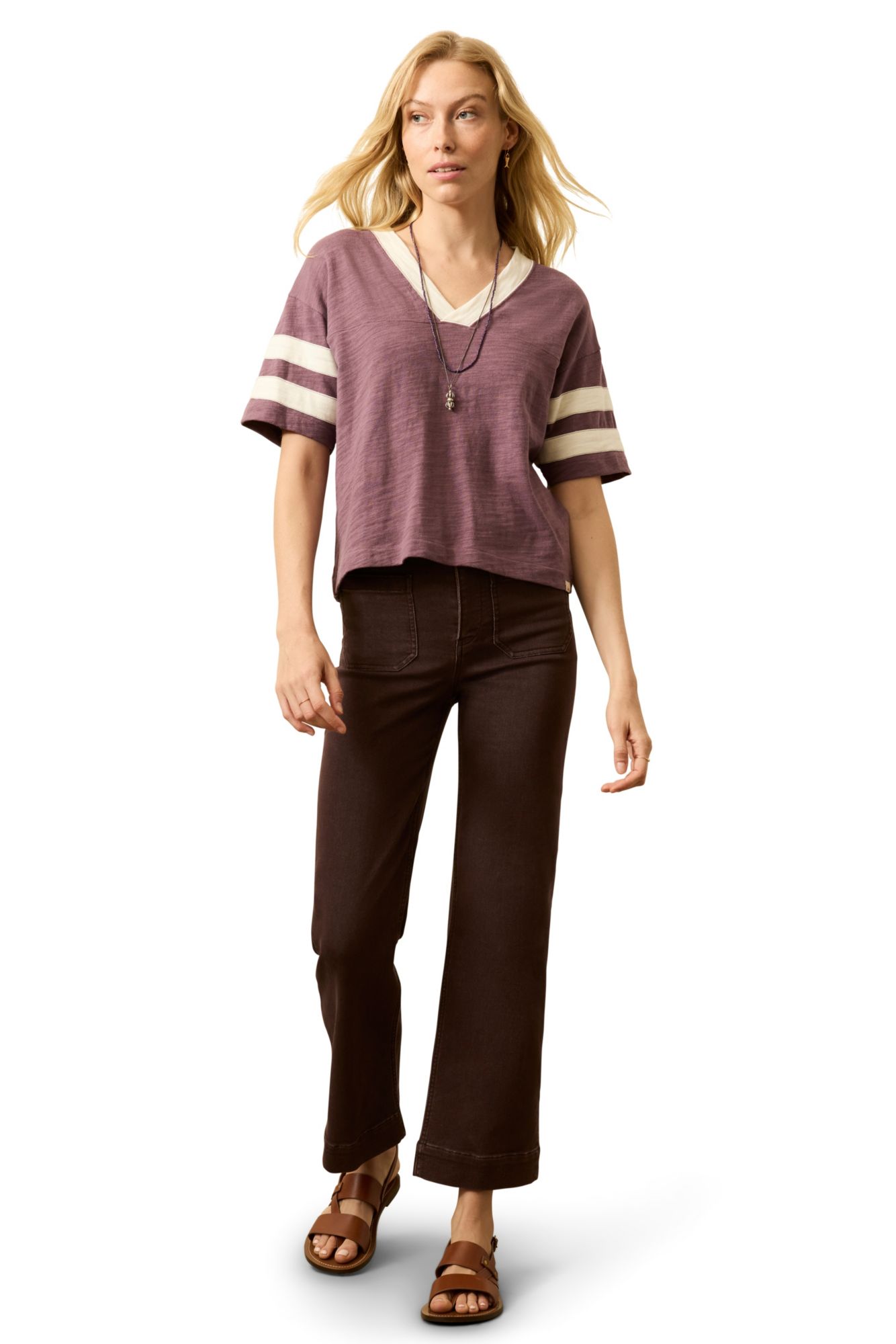 Faherty Women's Sunwashed Slub Varsity Short Sleeve T-Shirt product image