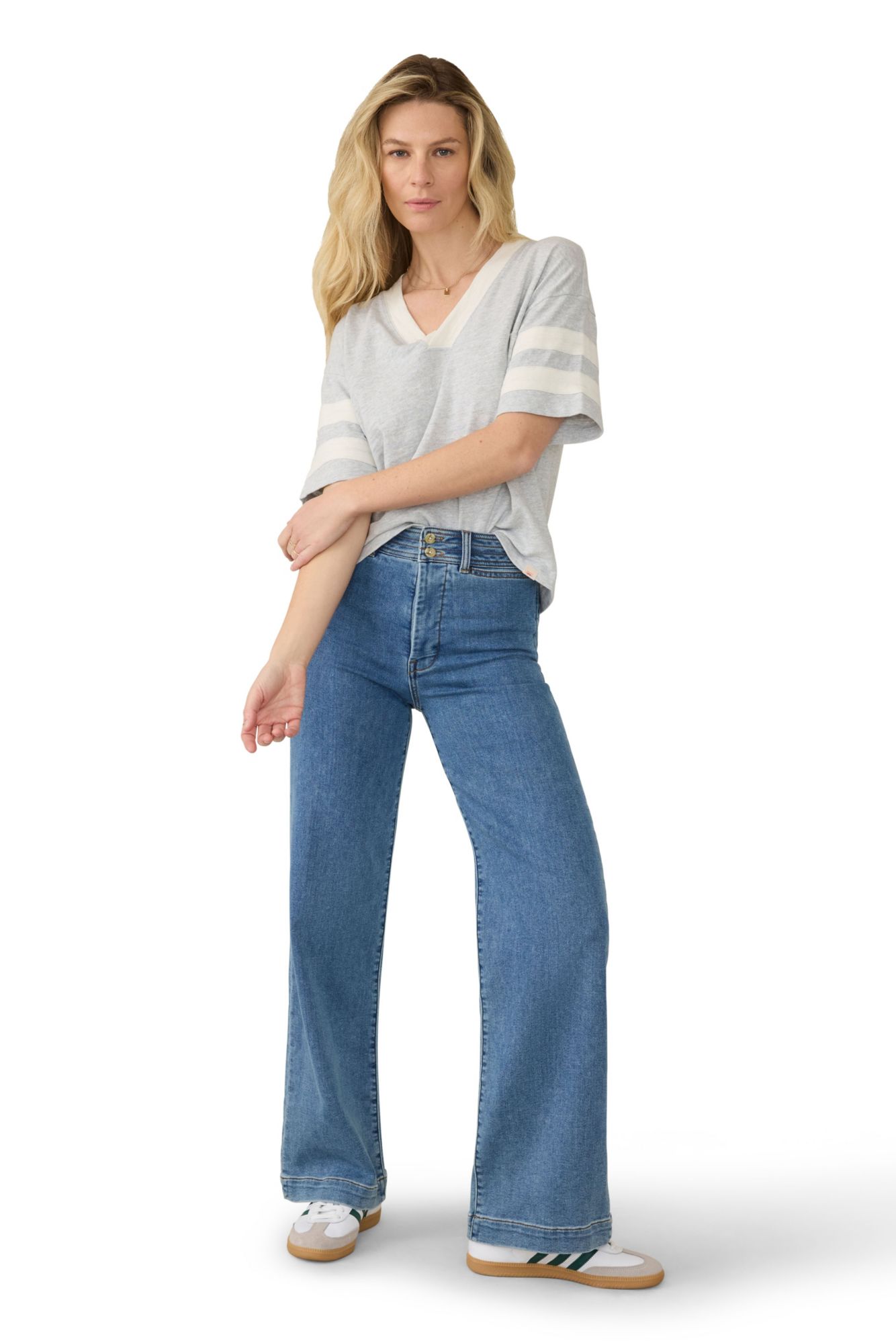 Faherty Women's Sunwashed Slub Varsity Short Sleeve T-Shirt product image