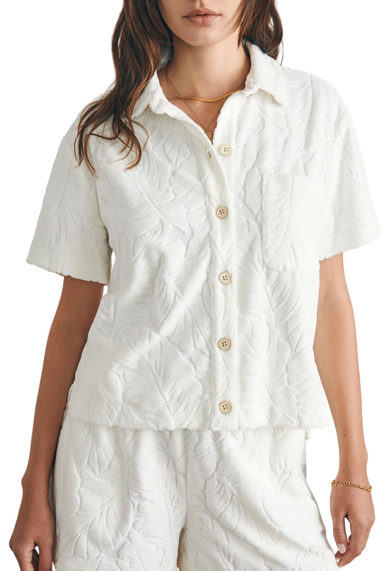 Faherty Women's Cabana Towel Terry Short-Sleeve Button Up Shirt product image